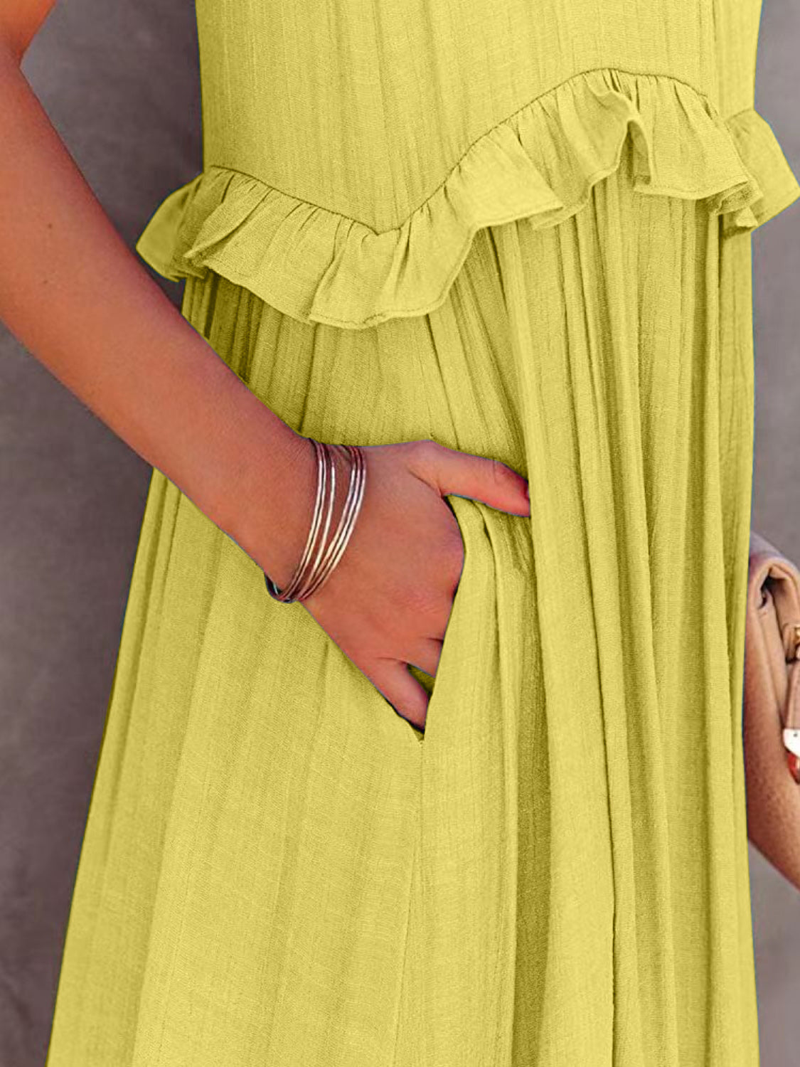 Blue Zone Planet | Ruffled Sleeveless Tiered Maxi Dress with Pockets BLUE ZONE PLANET