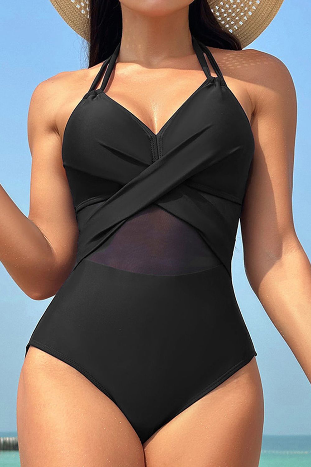 Blue Zone Planet | Crisscross Halter Neck One-Piece Swimwear BLUE ZONE PLANET