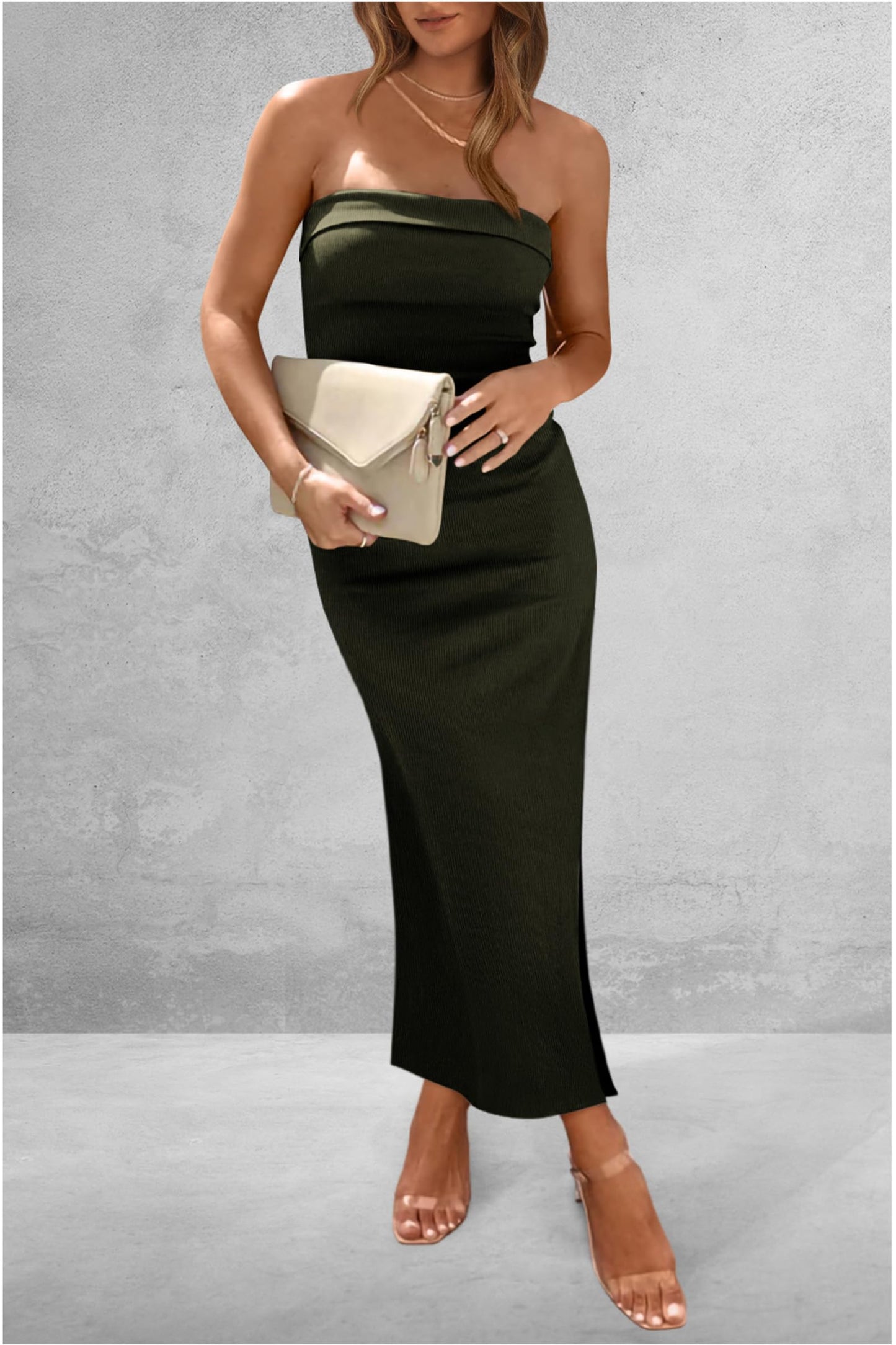 Slit Tube Midi Dress BLUE ZONE PLANET