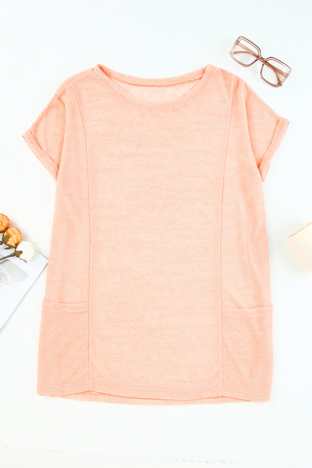 Blue Zone Planet | Pink Loose Fit Pockets Short Sleeve Beach Cover Up Blue Zone Planet