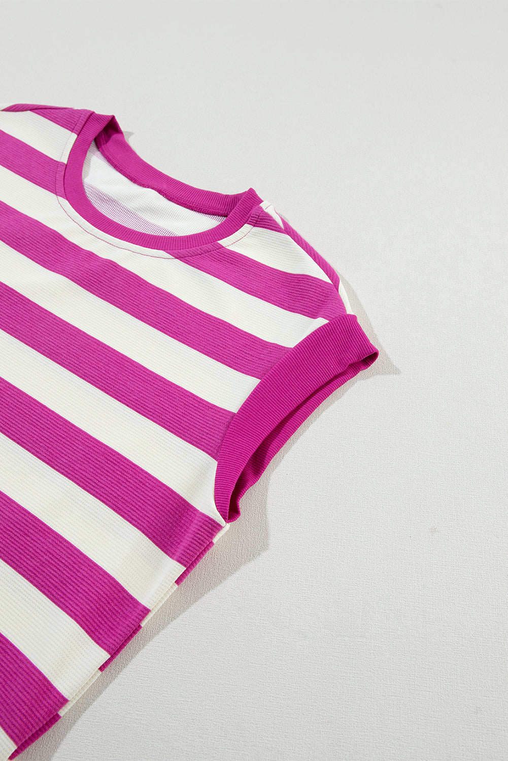 Rose Stripe Cap Sleeve Pocketed Shift T-shirt Dress Blue Zone Planet