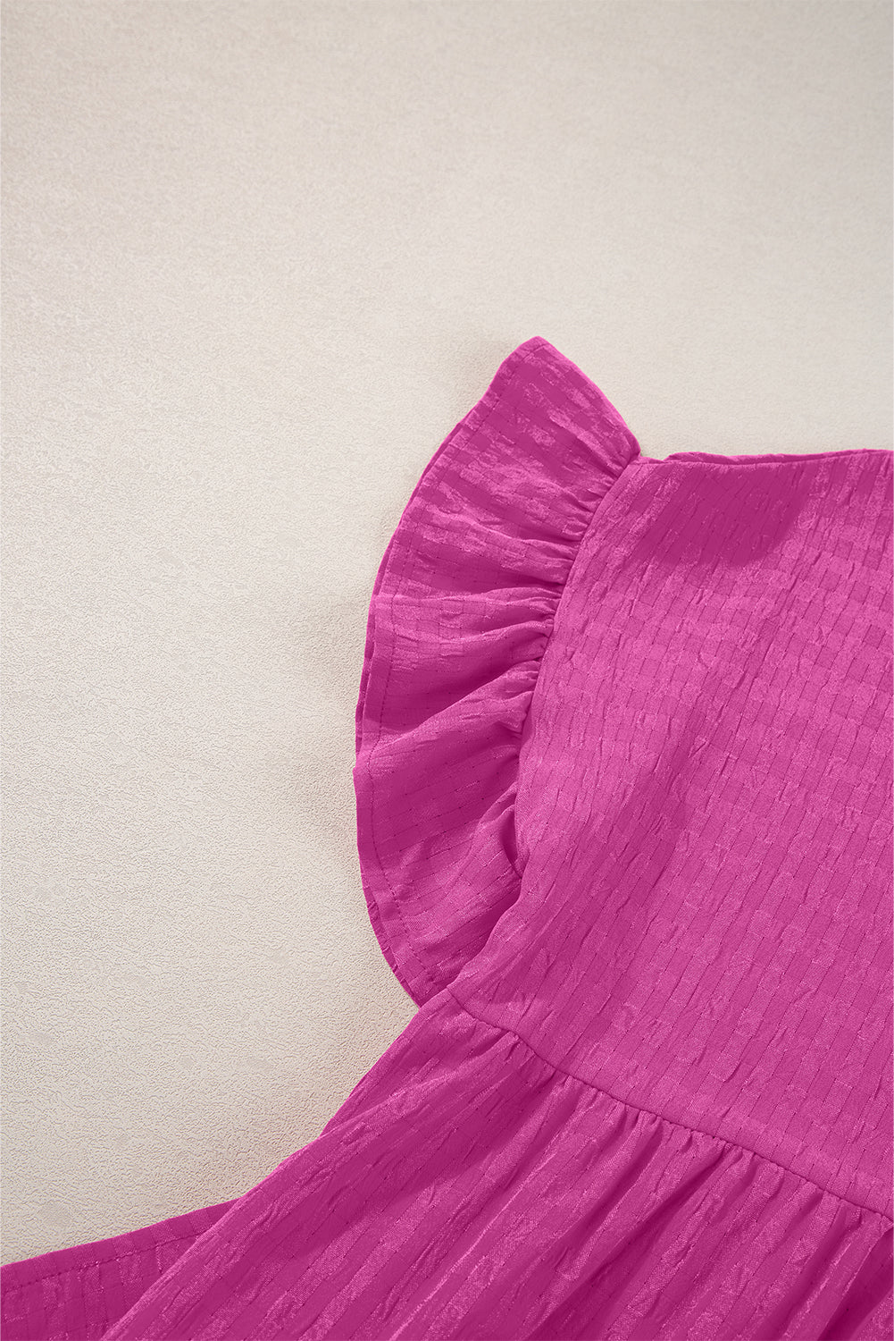 Rose Red Textured Ruffled Short Sleeve Mini Dress Blue Zone Planet