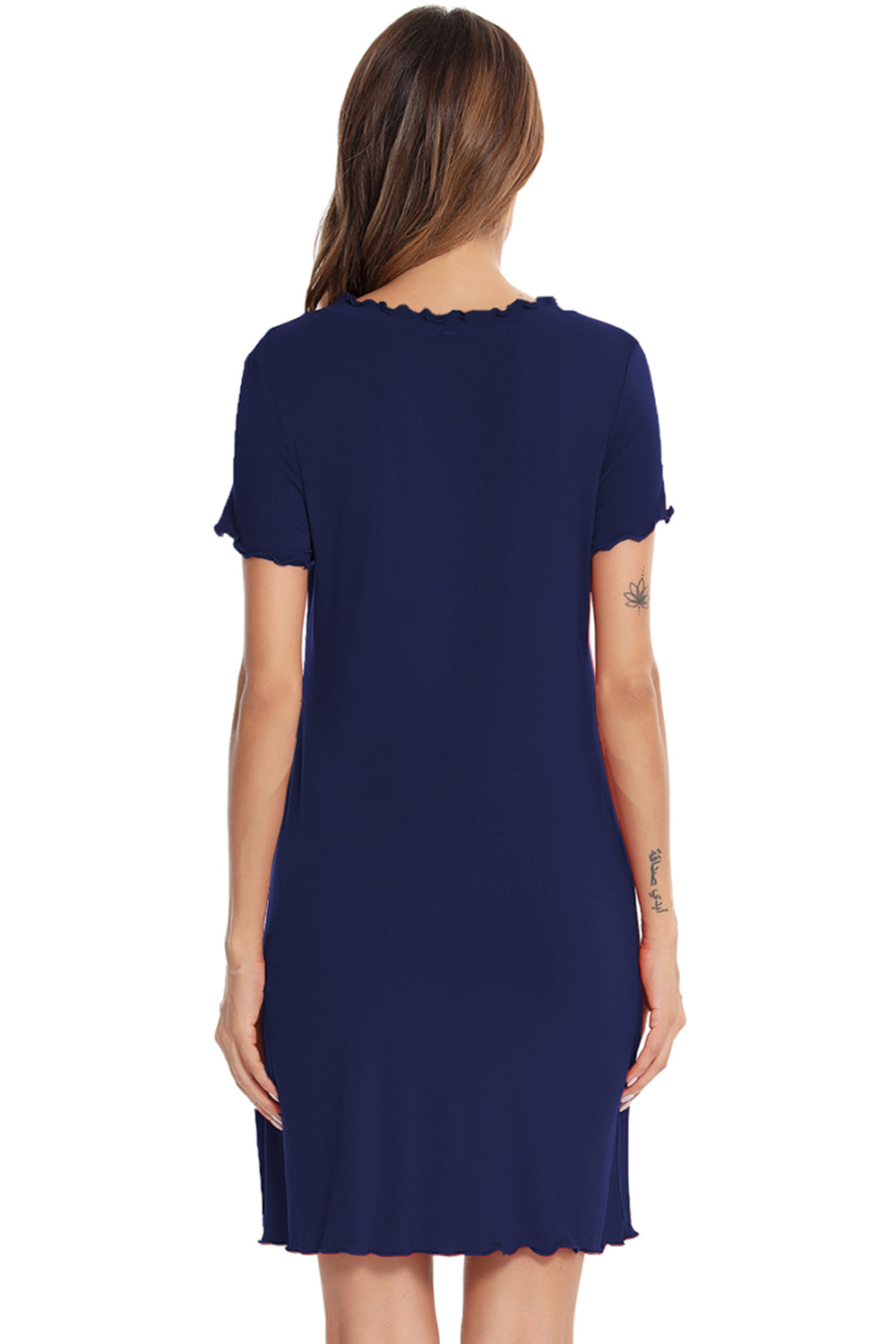 Blue Zone Planet | Round Neck Short Sleeve Lounge Dress BLUE ZONE PLANET