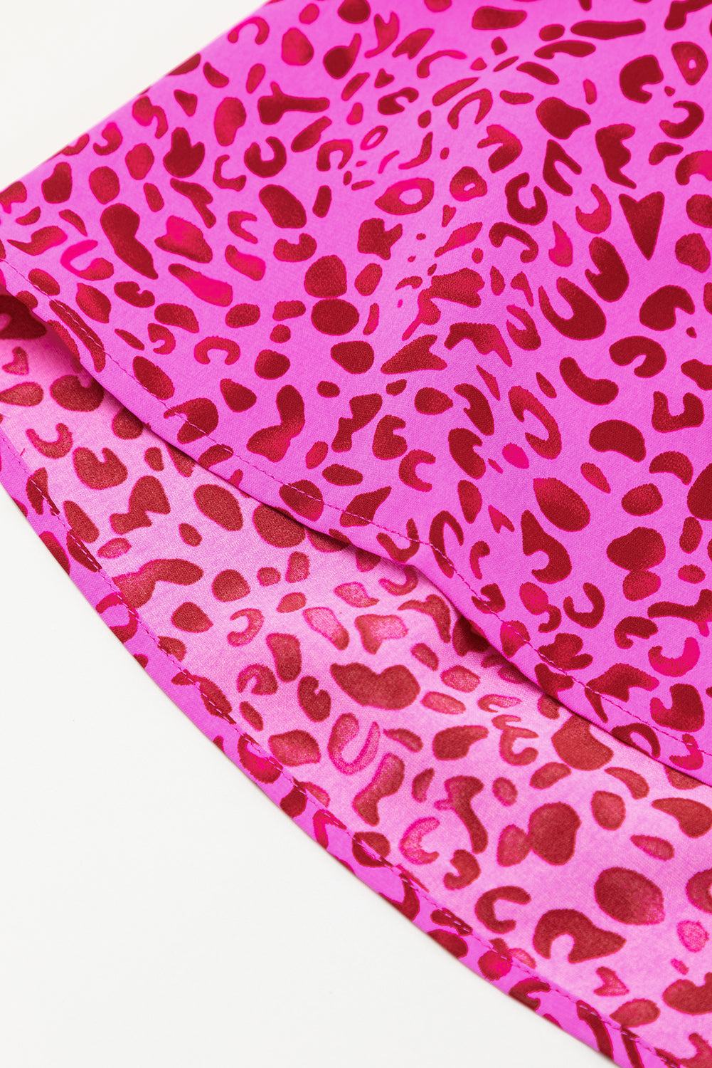 Blue Zone Planet | Rose Red Leopard Print Ruffled Trim Tiered Maxi Dress Blue Zone Planet