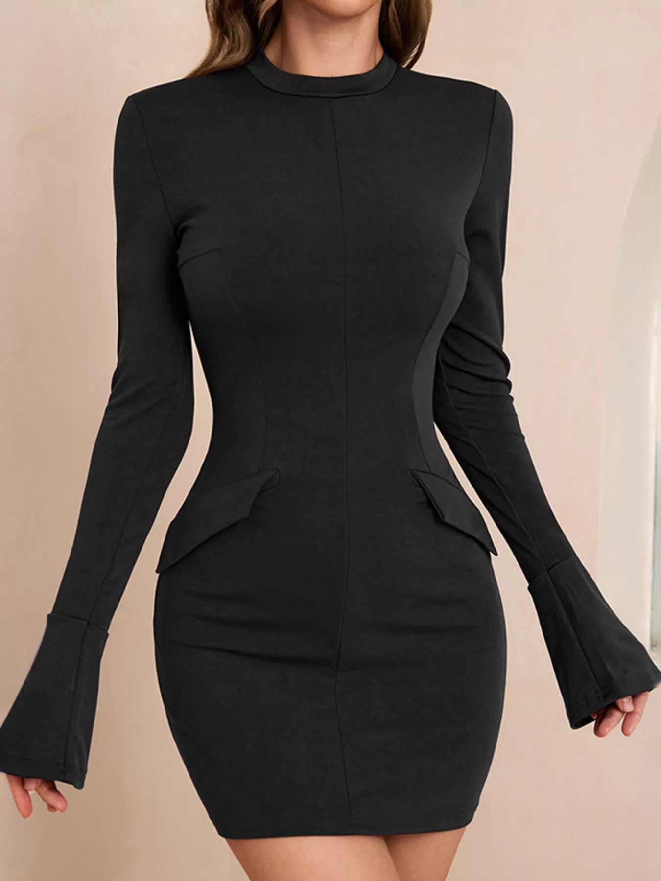 flare sleeve bodycon dress Flare Sleeve Bodycon Cutout Party Mini Dress