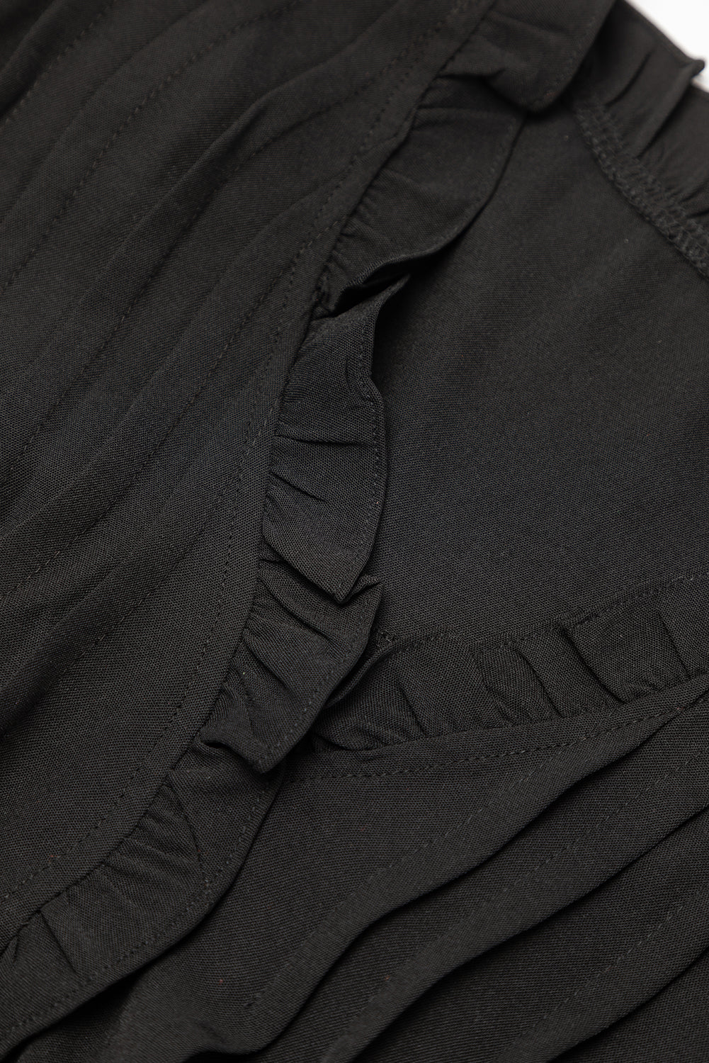 Blue Zone Planet | Black Ruffle Sleeve V Neck Frilled Shift Dress Blue Zone Planet