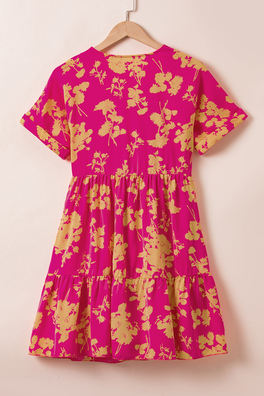 Rose Floral Print Batwing Sleeve Smock Dress Blue Zone Planet