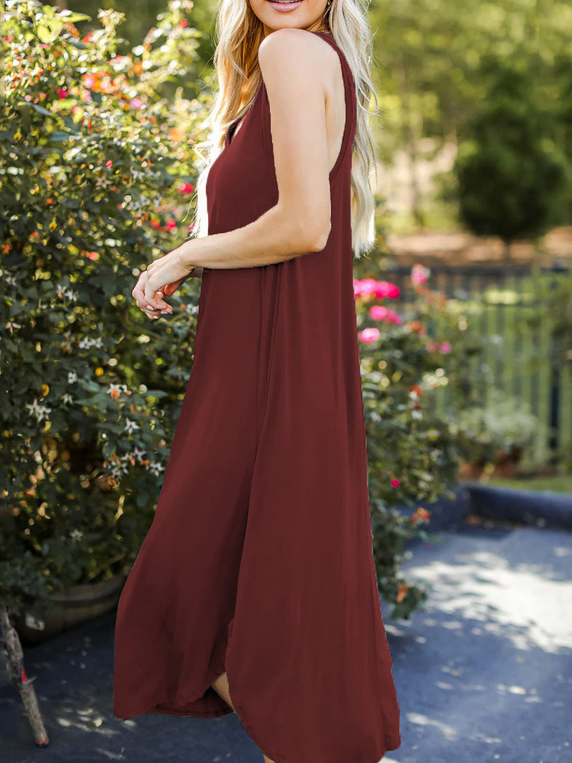 Blue Zone Planet | Full Size V-Neck Midi Tank Dress BLUE ZONE PLANET