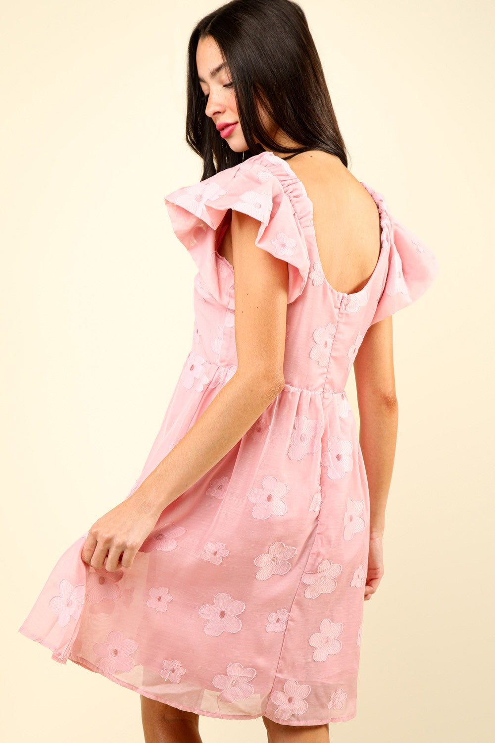 Blue Zone Planet | VERY J Flower Embroidered Organza Mini Dress BLUE ZONE PLANET