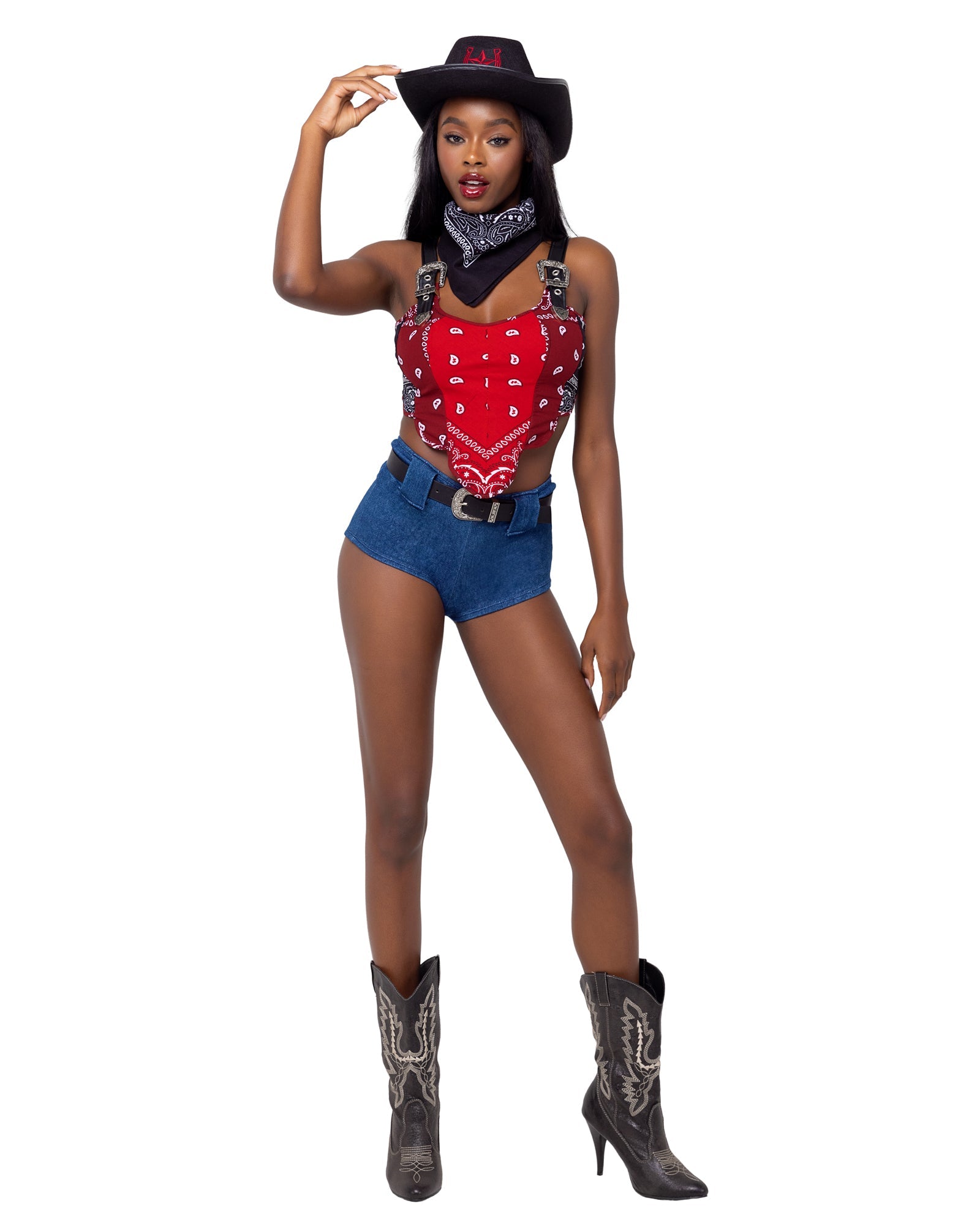 Black Red Cowgirl selling Adult Costume