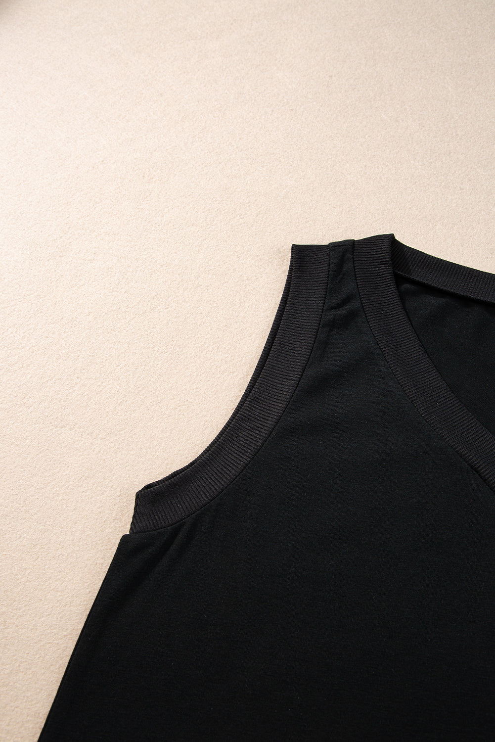 Blue Zone Planet | Black Ribbed V Neck Tank Blue Zone Planet