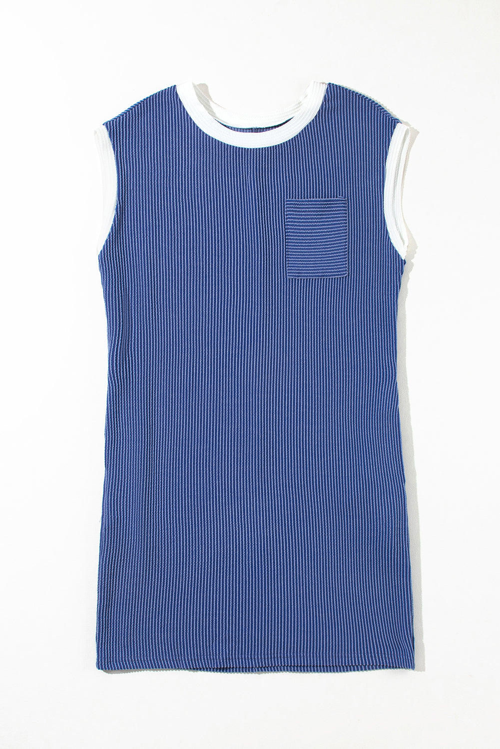 Blue Zone Planet | Sail Blue Rib Textured Cap Sleeve T-Shirt Dress Blue Zone Planet