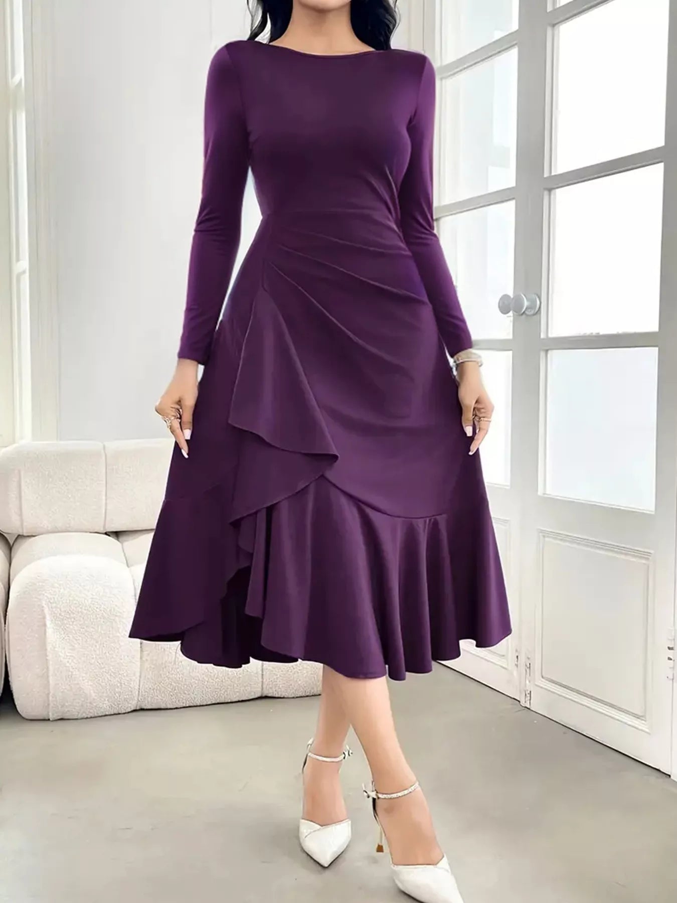 long prom dresses sparkly Dark Red Sequins Side Slit Long Evening Prom Dresses, Sparkly Custom P –  MarryLover main image 1