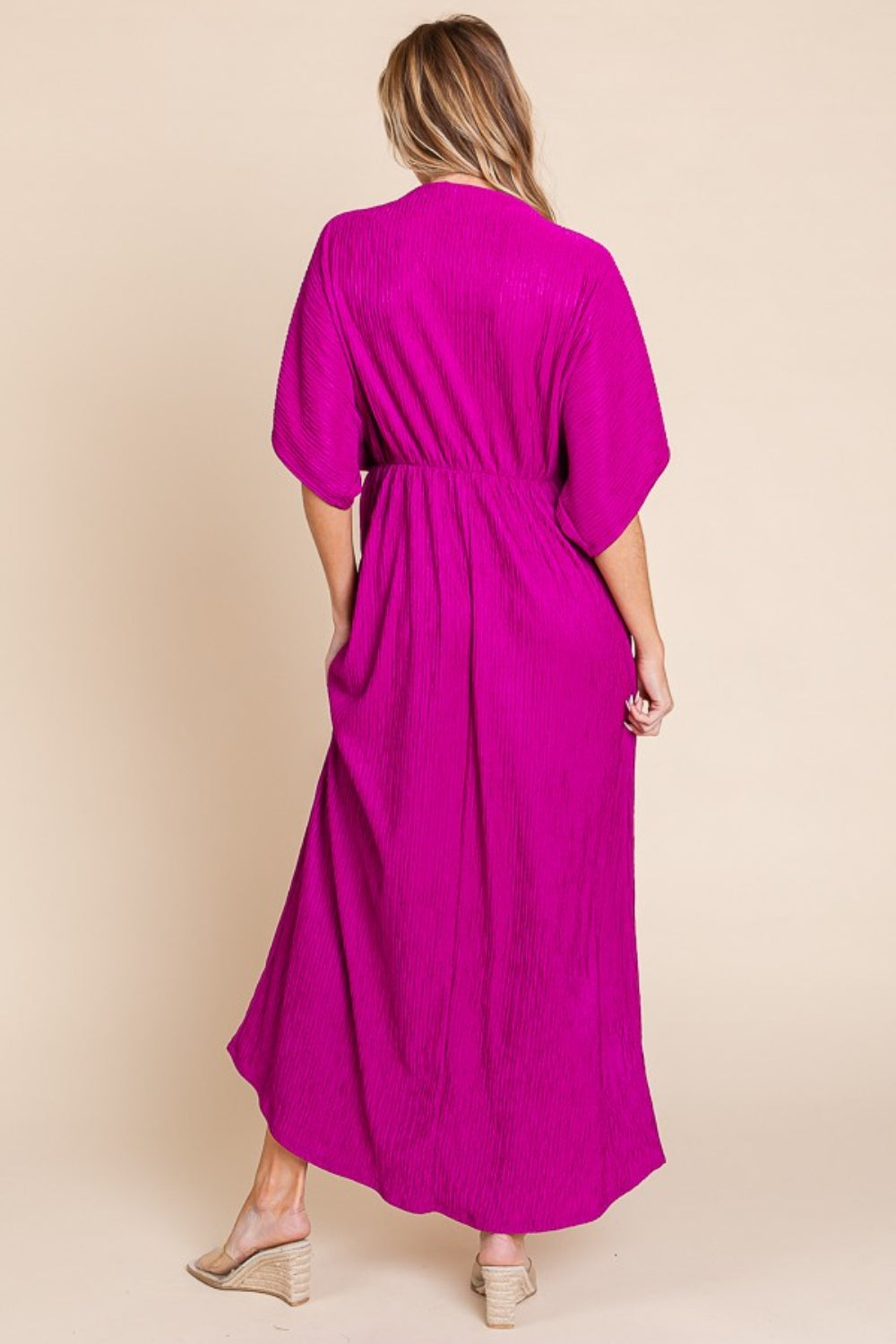 Blue Zone Planet | BOMBOM Surplice Maxi Dress with Pockets BLUE ZONE PLANET