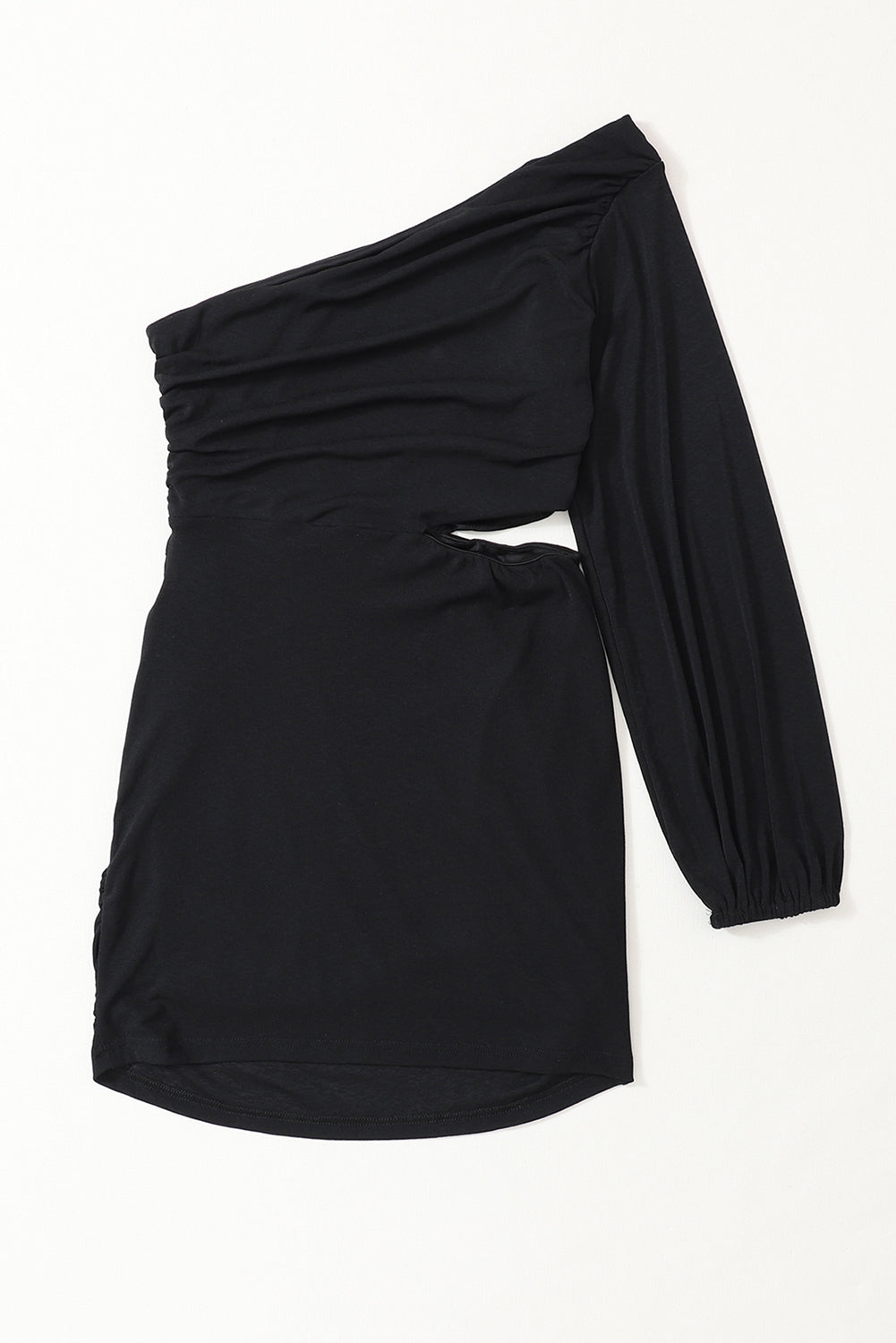 Blue Zone Planet | Black Asymmetric One Shoulder Cutout Bodycon Dress Blue Zone Planet