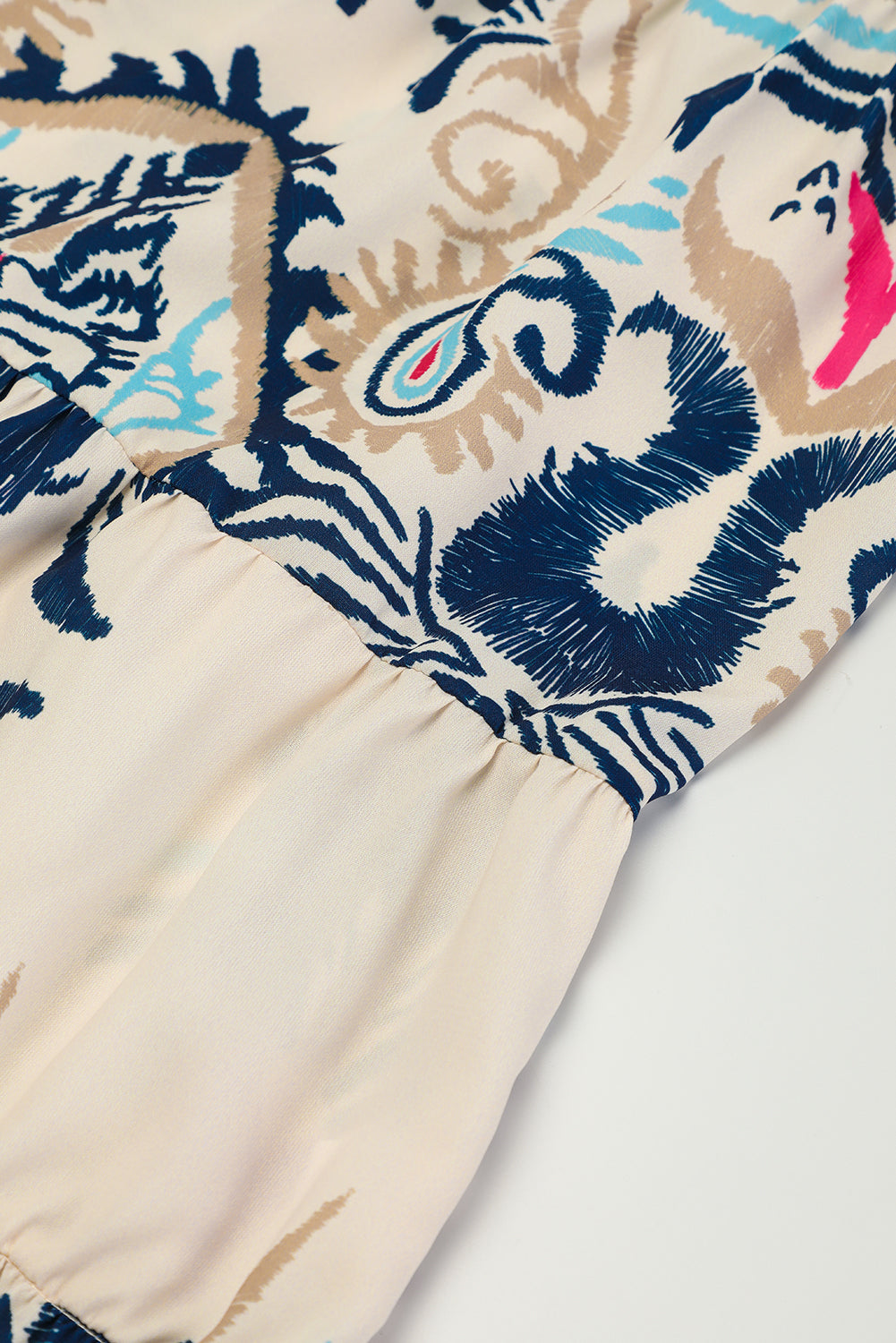 Blue Zone Planet | White Printed Tribal Print Bracelet Sleeve Buttoned Mini Dress Blue Zone Planet