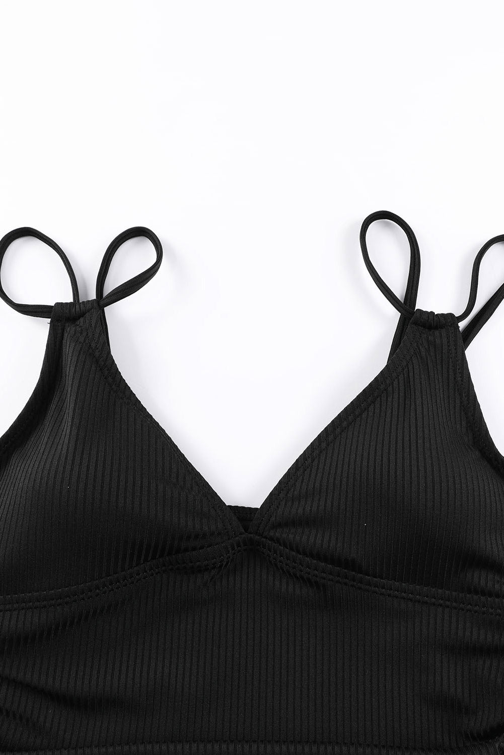 Blue Zone Planet | Black Adjustable Straps Ribbed Knit One Piece Swimsuit Blue Zone Planet