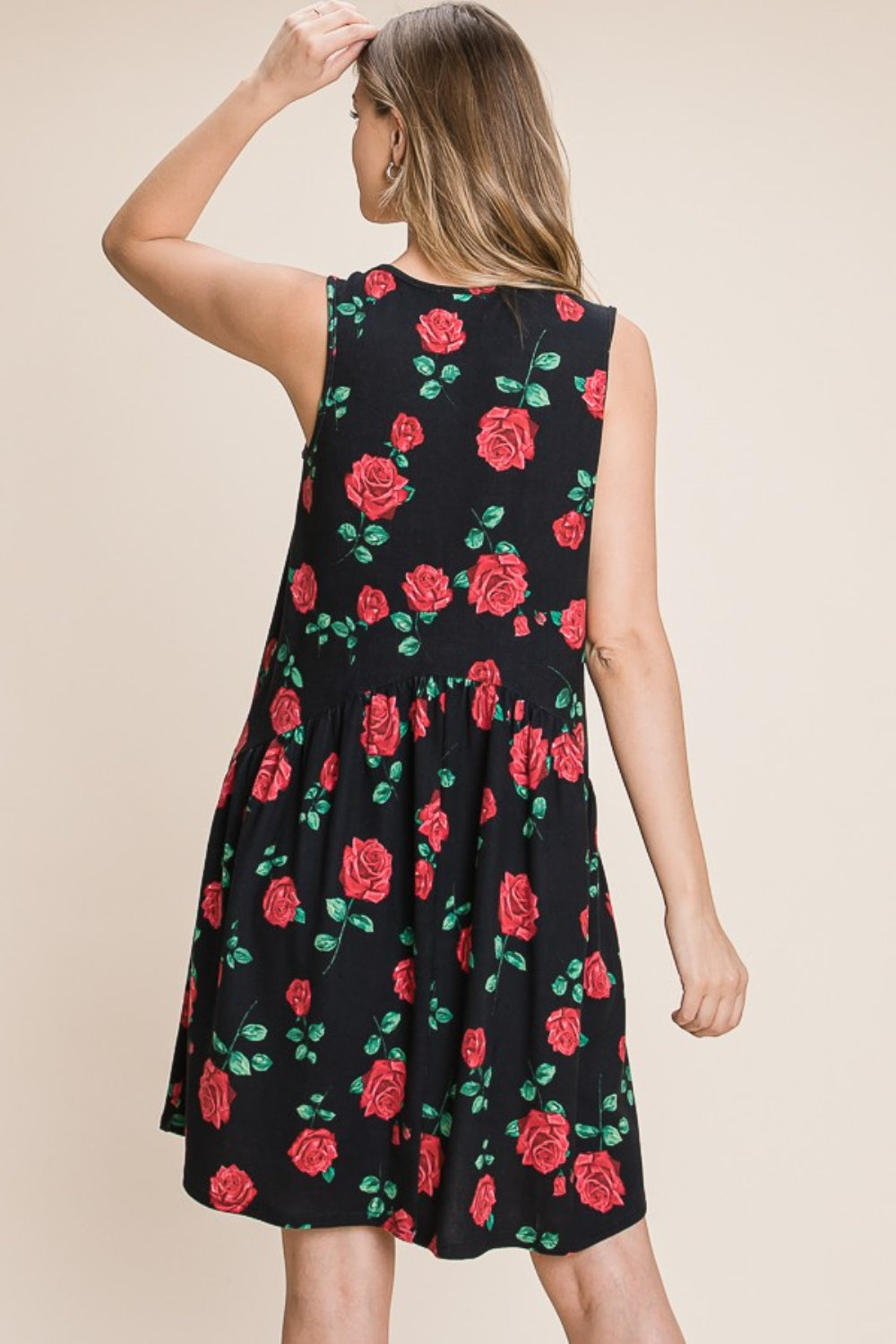 Blue Zone Planet | BOMBOM Floral Ruched Tank Dress BLUE ZONE PLANET