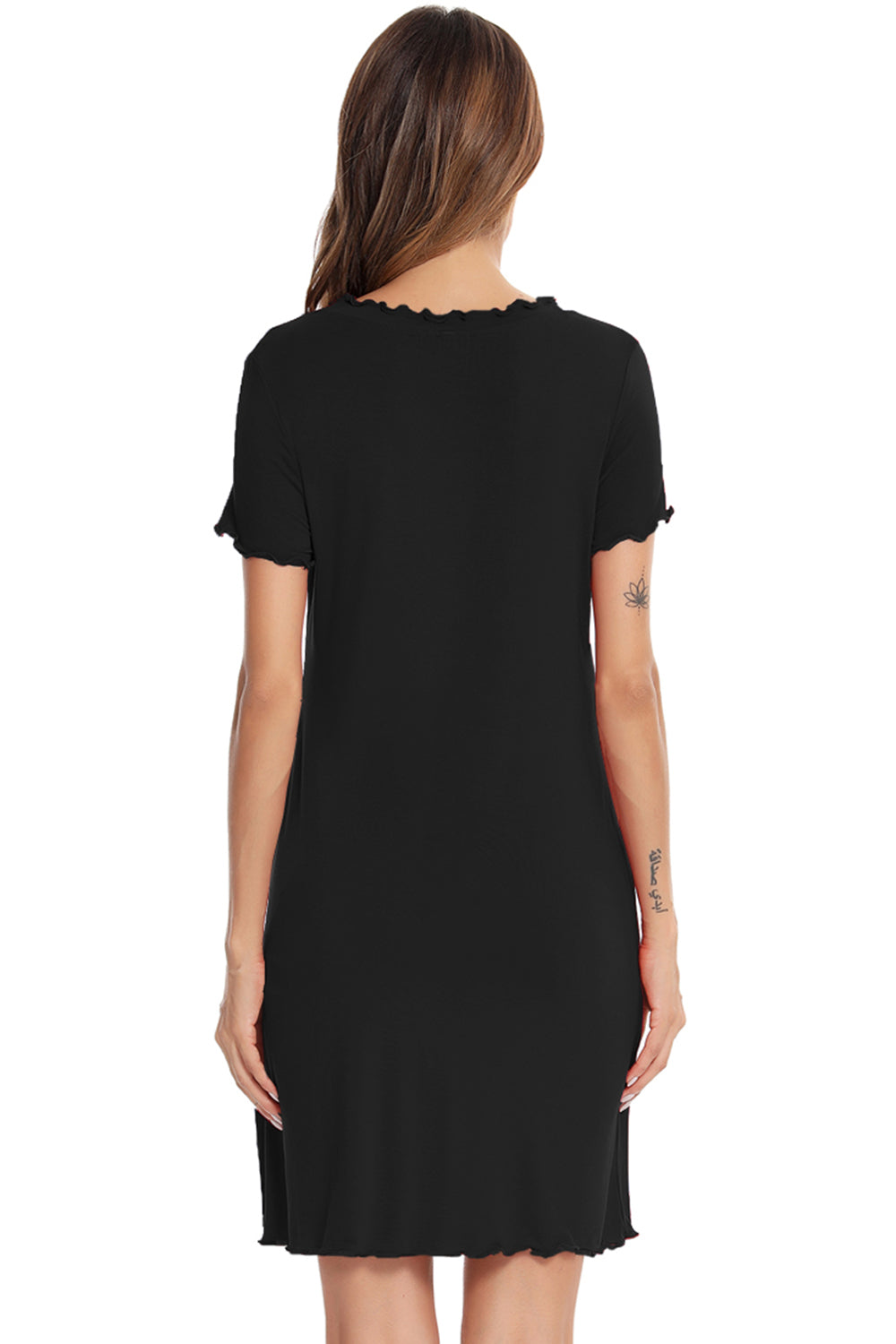 Blue Zone Planet | Round Neck Short Sleeve Lounge Dress BLUE ZONE PLANET