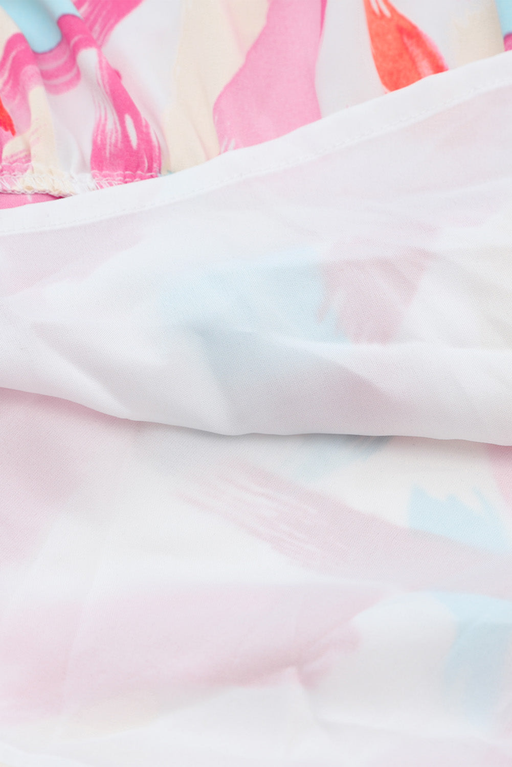 Pink Brush Stroke Printed Smocked Ruffle Tiered Dress Blue Zone Planet