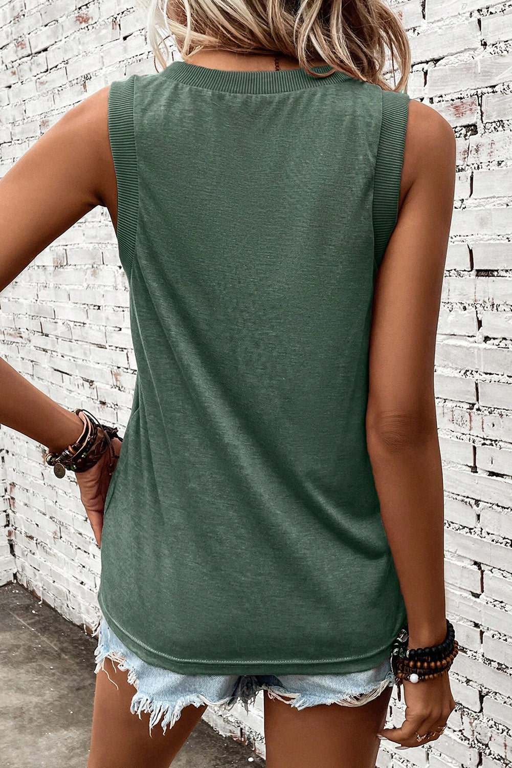 Blue Zone Planet | Black Ribbed V Neck Tank Blue Zone Planet