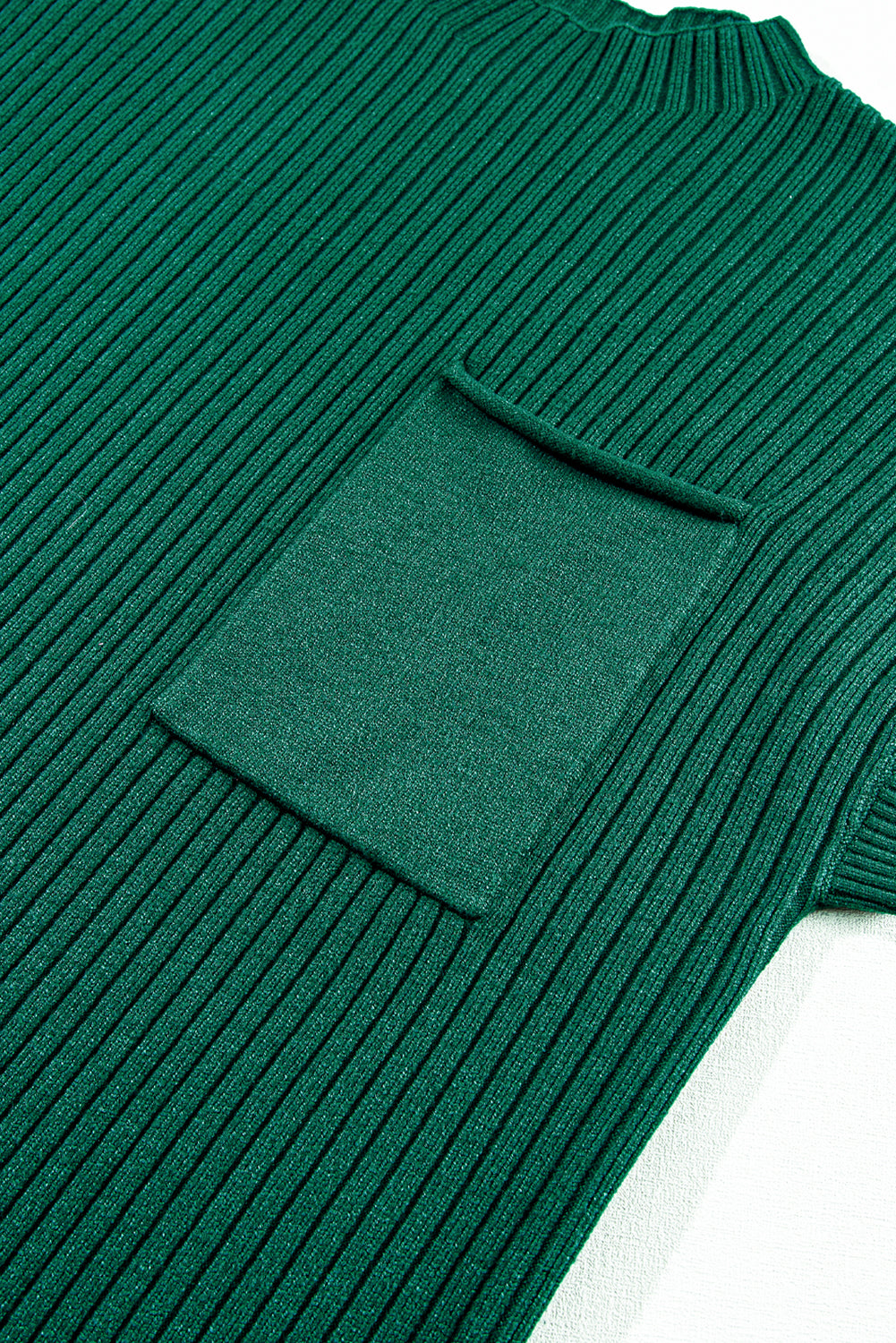 Blue Zone Planet | Oatmeal Patch Pocket Ribbed Knit Short Sleeve Sweater Dress Blue Zone Planet