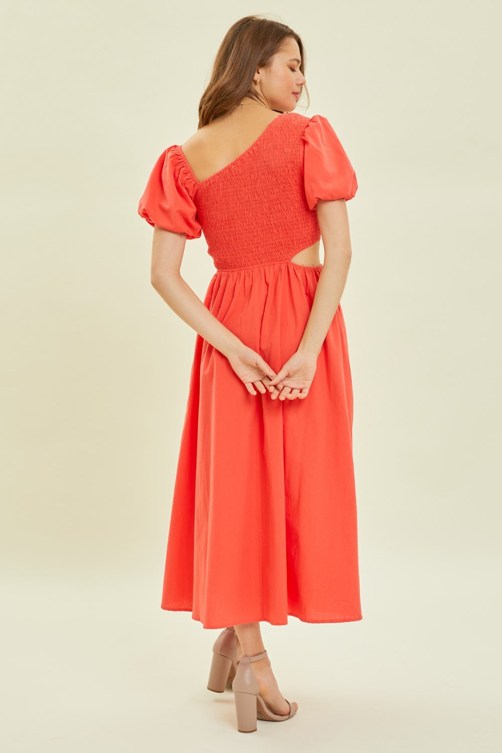 HEYSON Ivy's Smocked Cutout Midi Dress BLUE ZONE PLANET