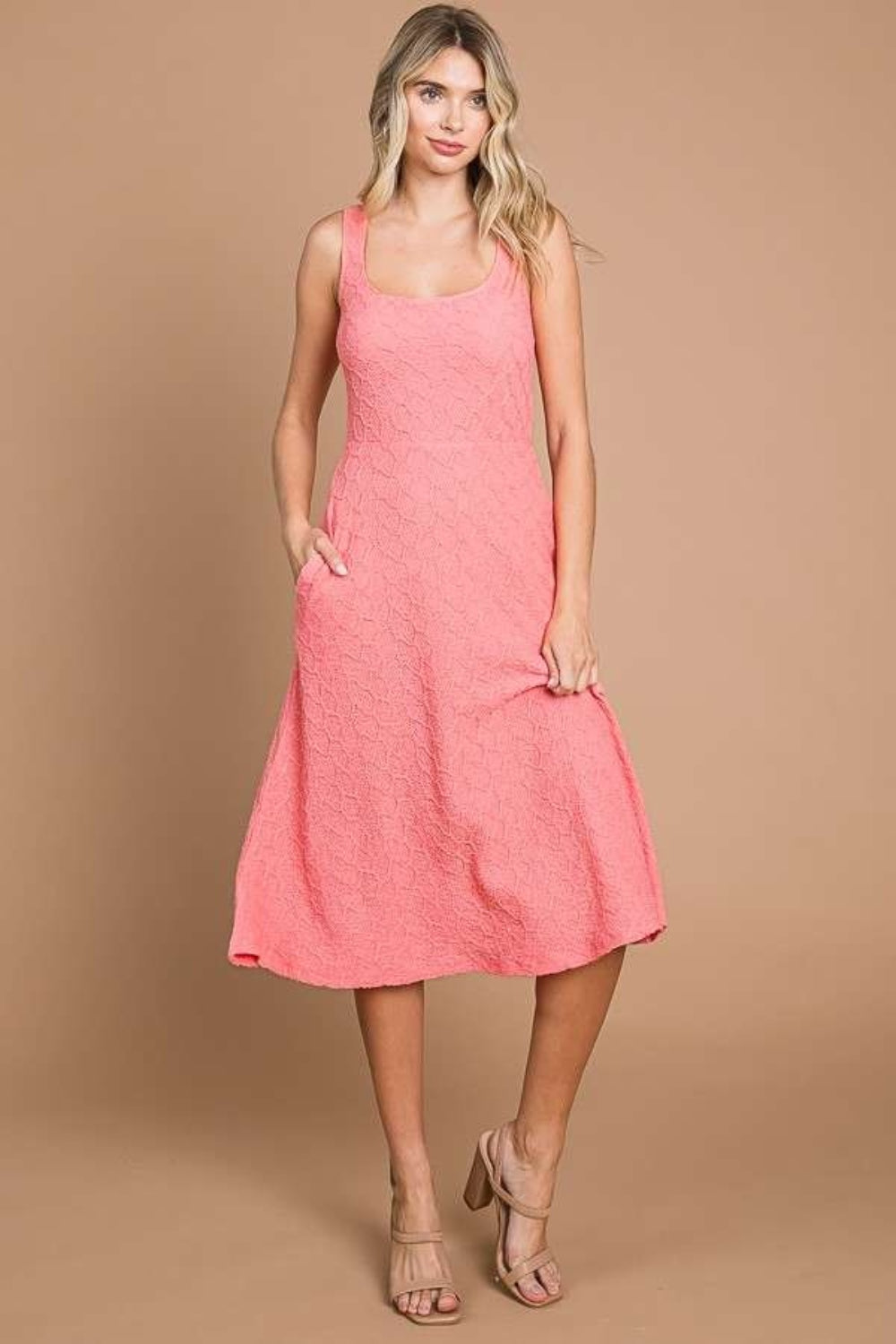Blue Zone Planet | Culture Code Texture Square Neck Tank Dress with Pockets BLUE ZONE PLANET
