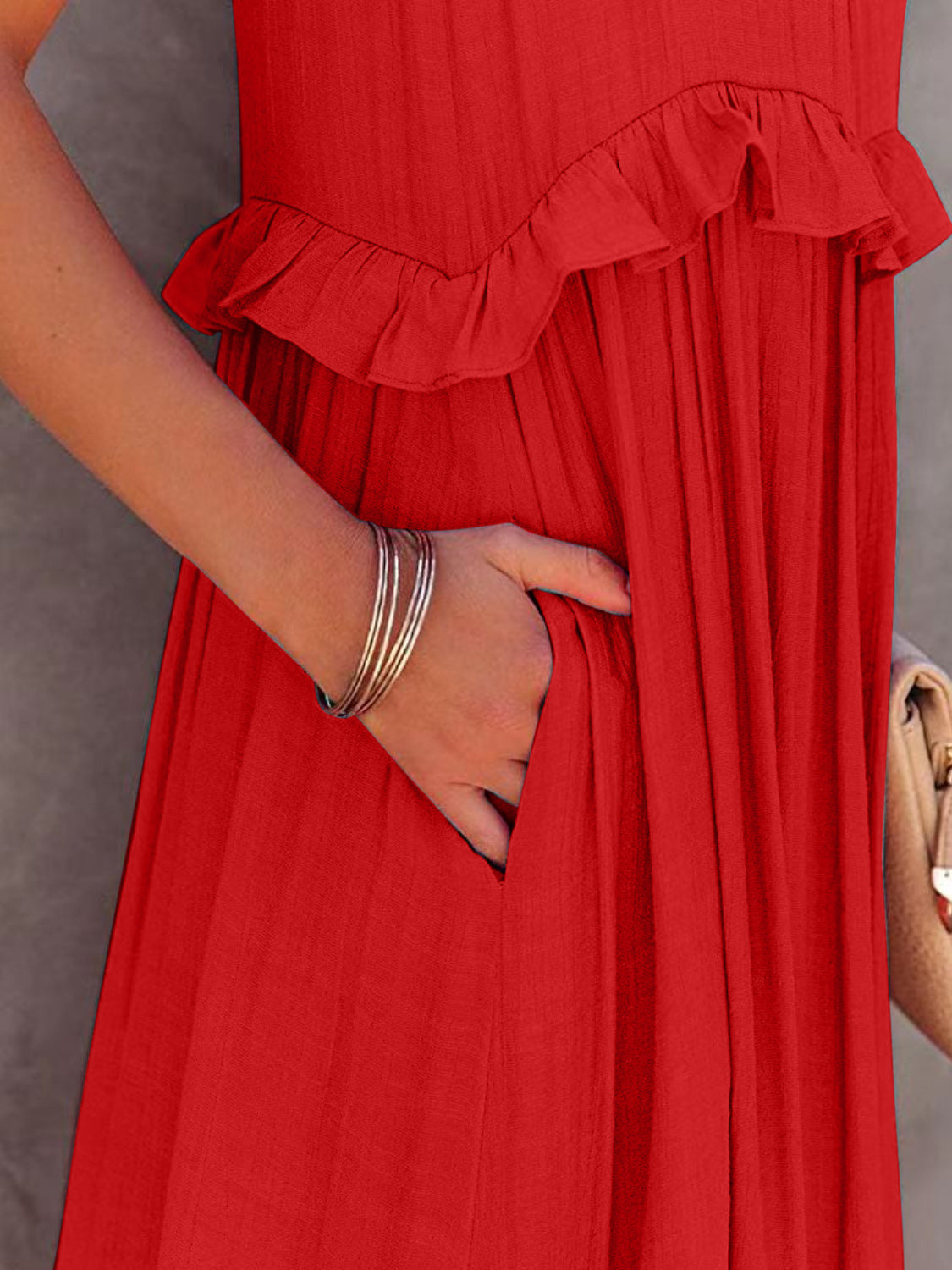 Blue Zone Planet | Ruffled Sleeveless Tiered Maxi Dress with Pockets BLUE ZONE PLANET