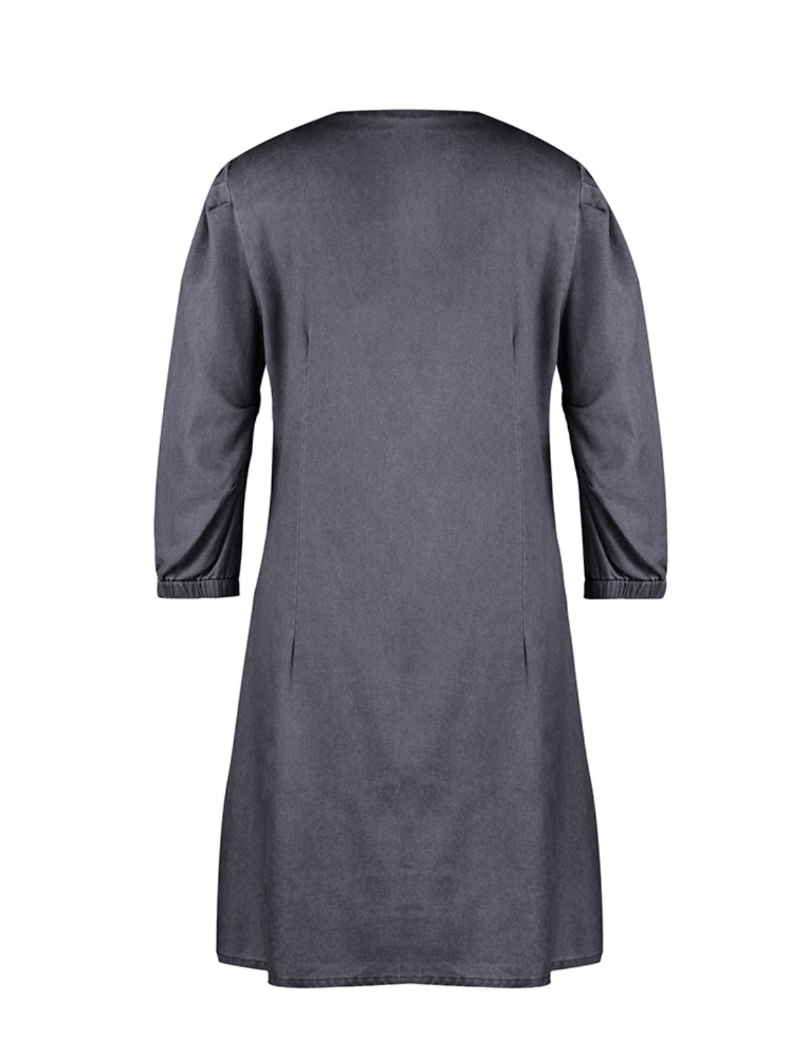 Full Size V-Neck Half Sleeve Denim Dress BLUE ZONE PLANET
