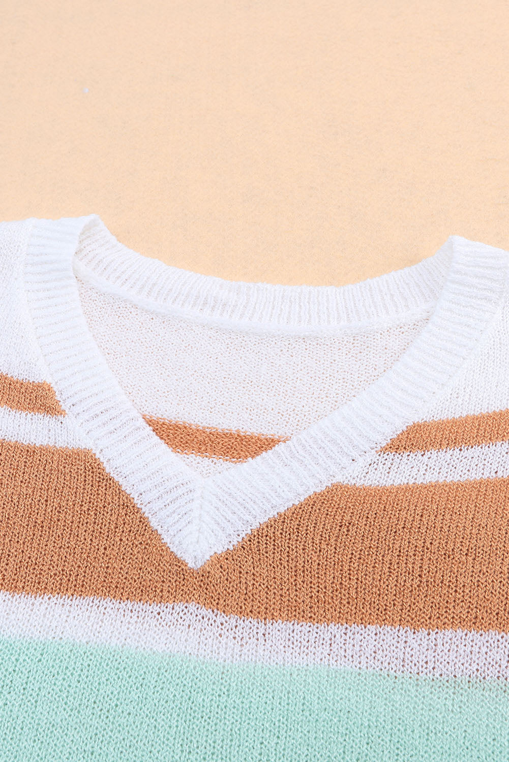 Multicolor Colorblock Stripe Long Sleeve Split Sweater Blue Zone Planet