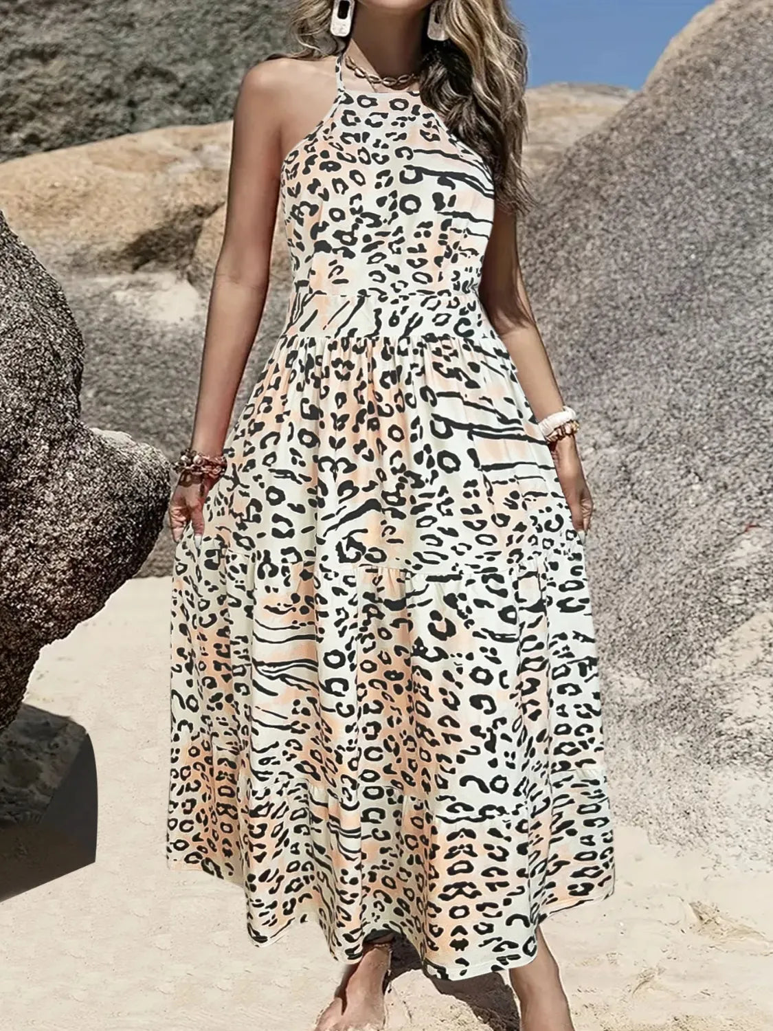 Leopard Halter Neck Dress Leopard / XL Leopard Halter Neck Dress Leopard / XL