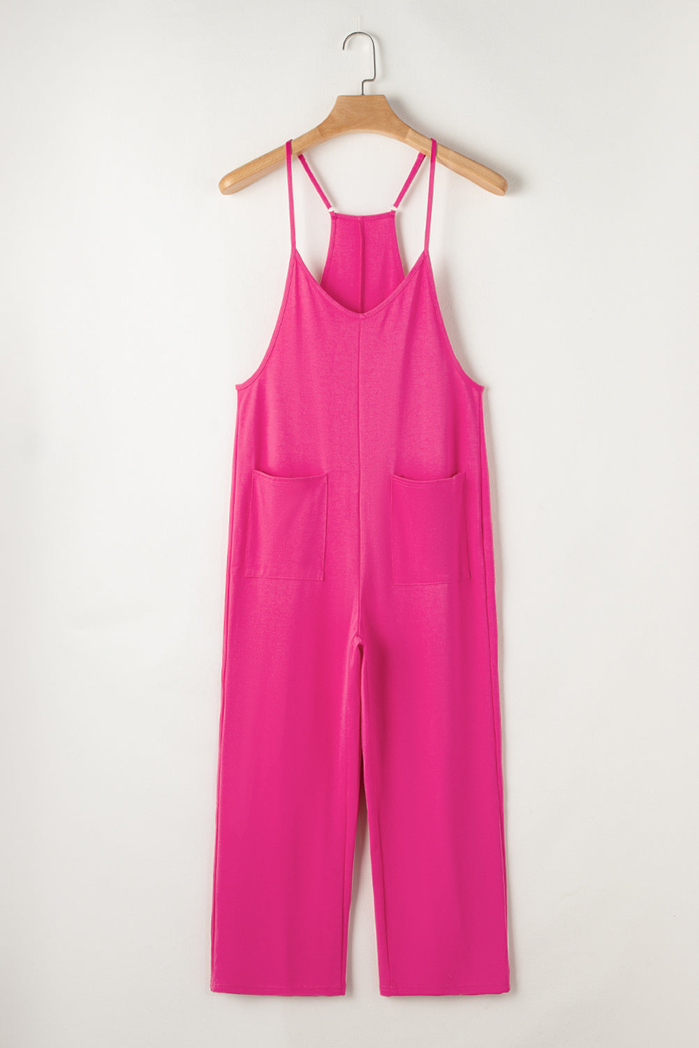 Rose Red Black Pocketed Adjustable Spaghetti Strap Straight Leg Jumpsuit Blue Zone Planet