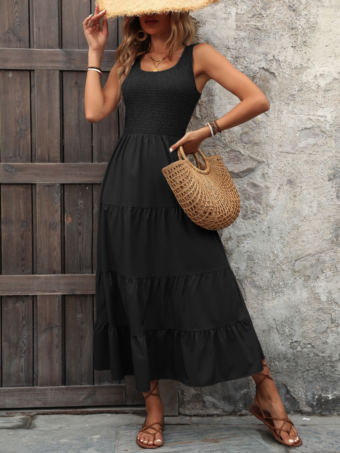 Blue Zone Planet | Smocked Scoop Neck Sleeveless Tank Dress BLUE ZONE PLANET