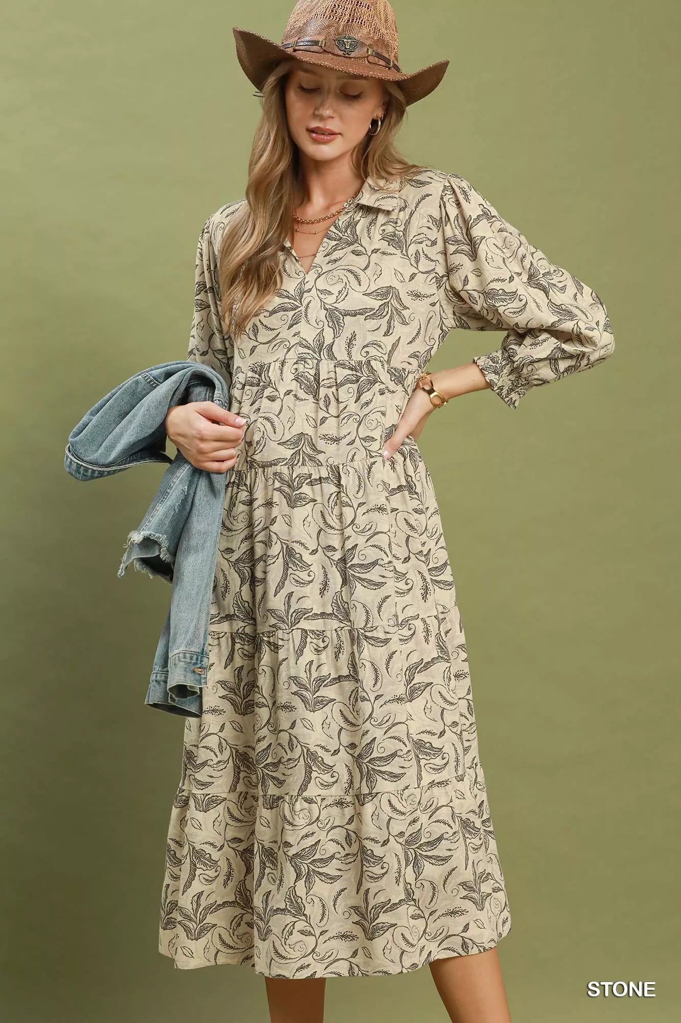 umgee linen dress Springtime Long Dress Blue by Umgee S / Blue