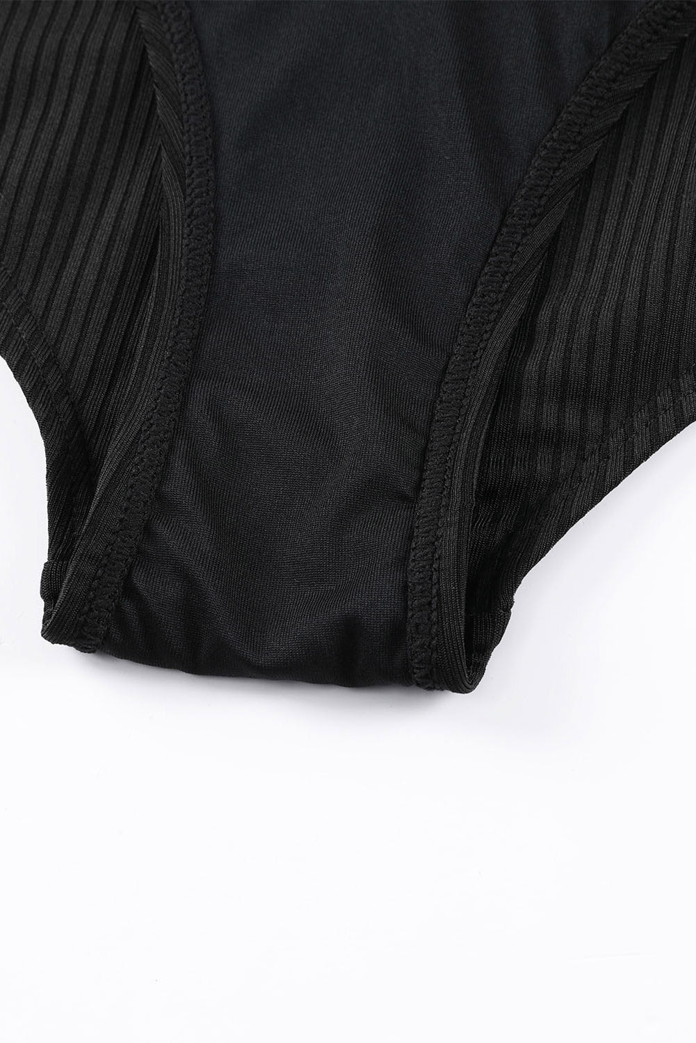 Blue Zone Planet | Black Adjustable Straps Ribbed Knit One Piece Swimsuit Blue Zone Planet