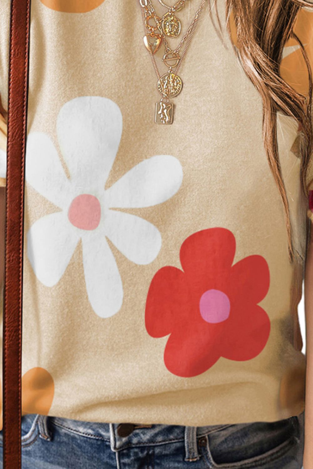 Blue Zone Planet |  Flower Round Neck Short Sleeve Blouse BLUE ZONE PLANET