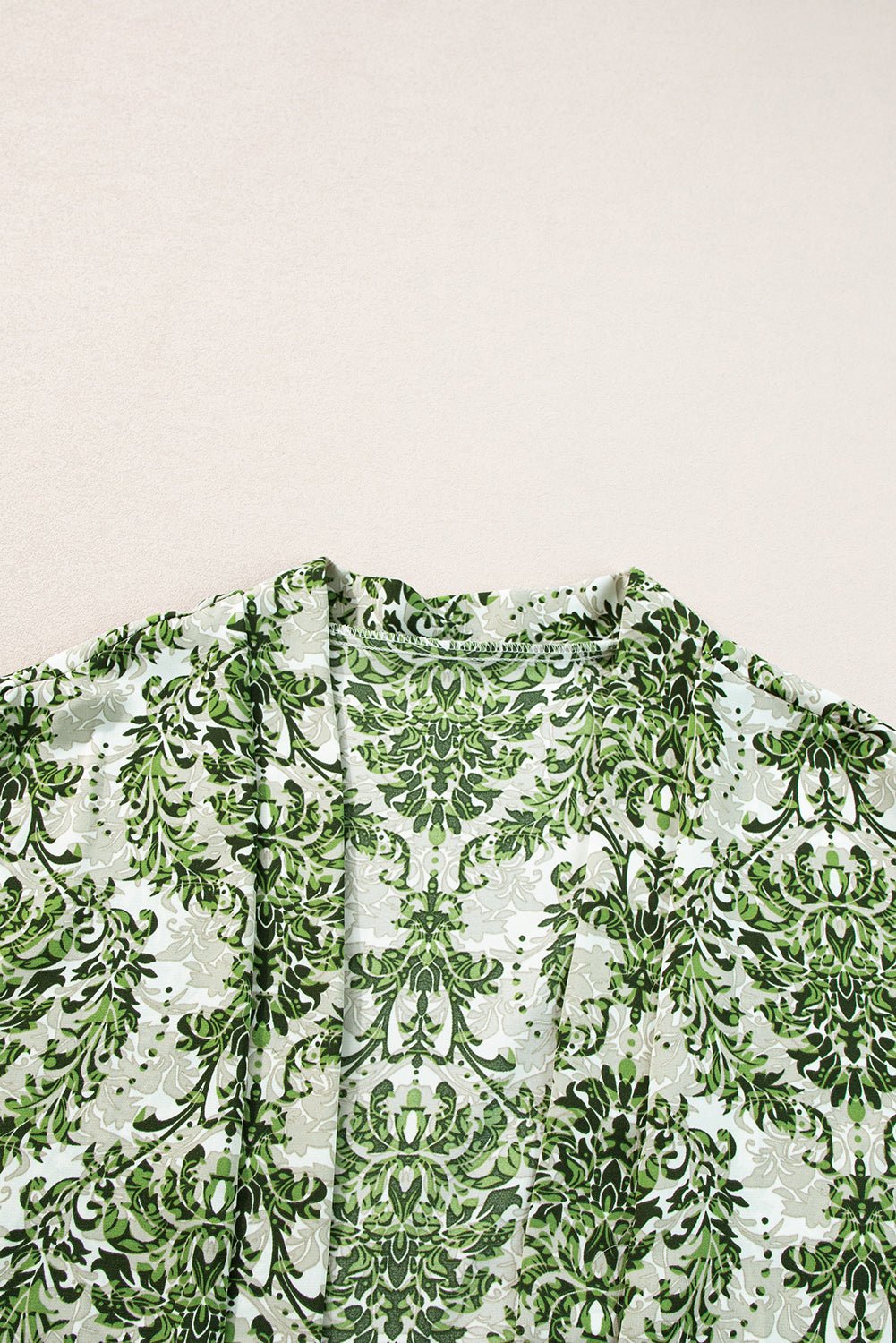 Blue Zone Planet | Green Vintage Floral Print Open Top and Shorts Outfit Blue Zone Planet