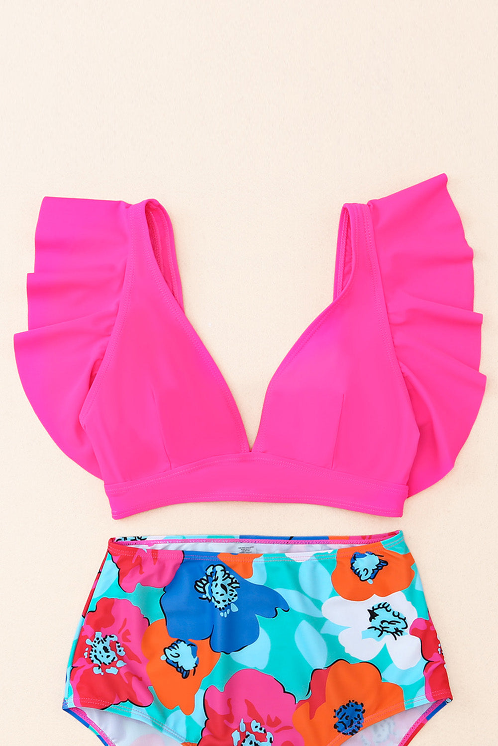 Rose Red Ruffled V Neck Swim Top Blue Zone Planet