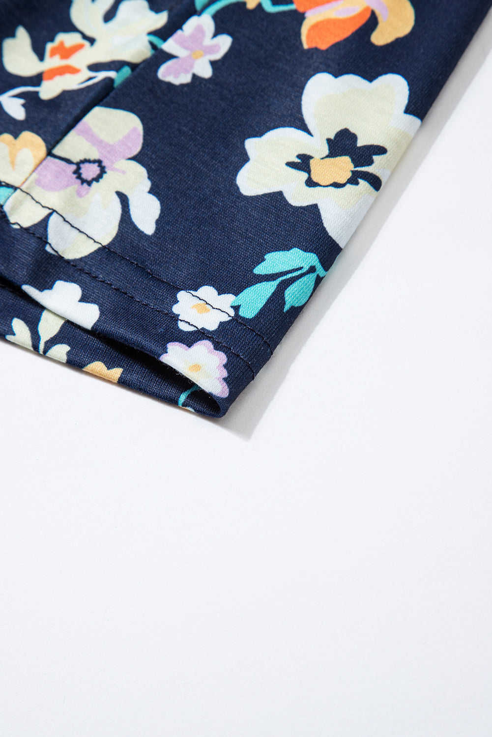 Blue Zone Planet | Blue Short Sleeve A-line Floral Dress Blue Zone Planet