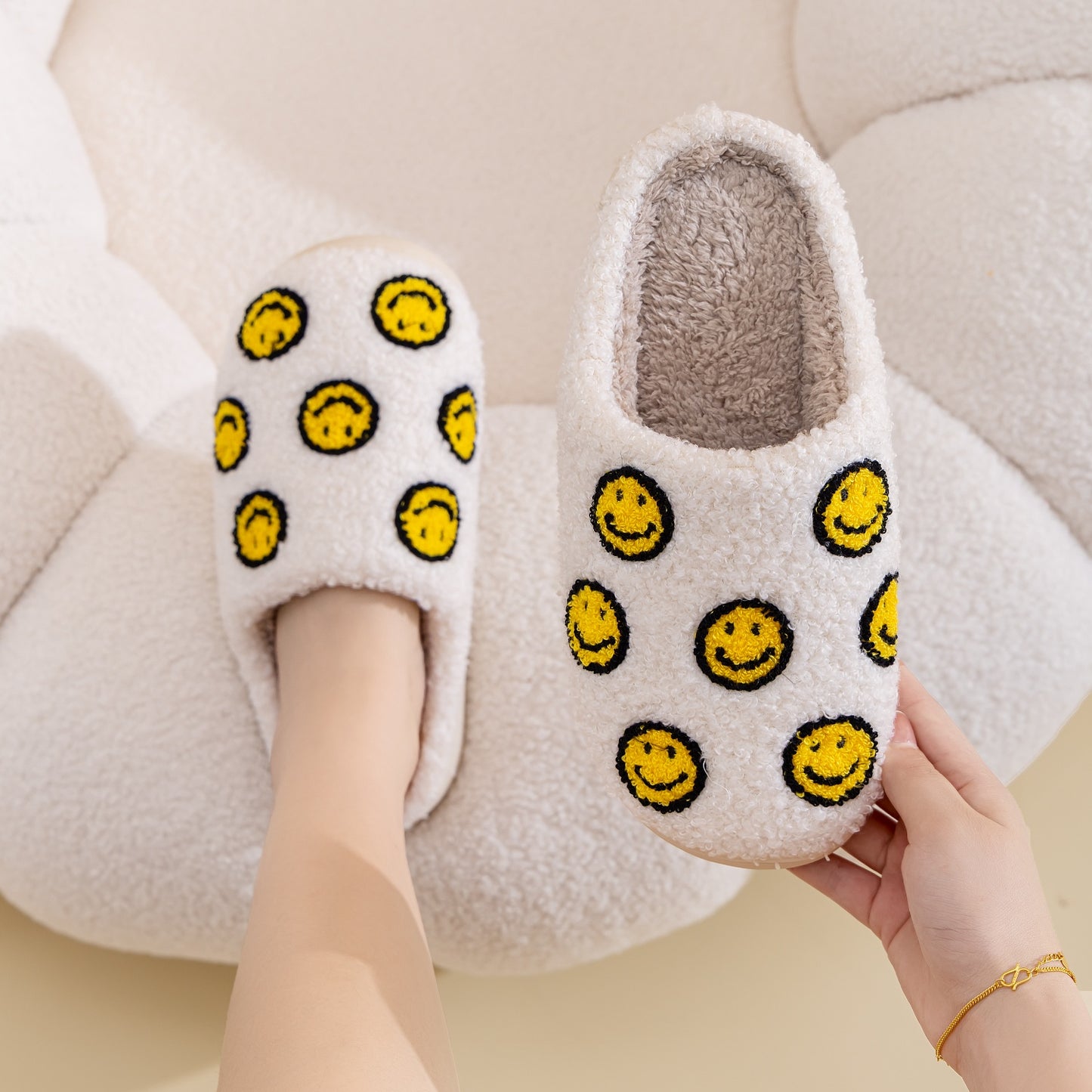 Blue Zone Planet | Melody Smiley Face Slippers BLUE ZONE PLANET