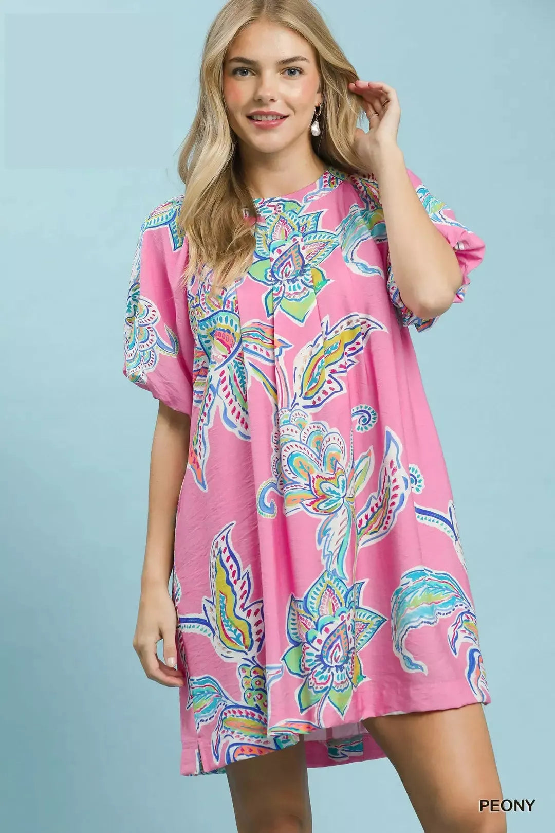boho floral mini dress Umgee Boho Floral Print Mini Dress with Pockets