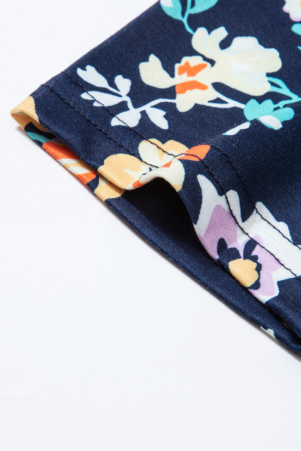 Blue Zone Planet | Blue Short Sleeve A-line Floral Dress Blue Zone Planet