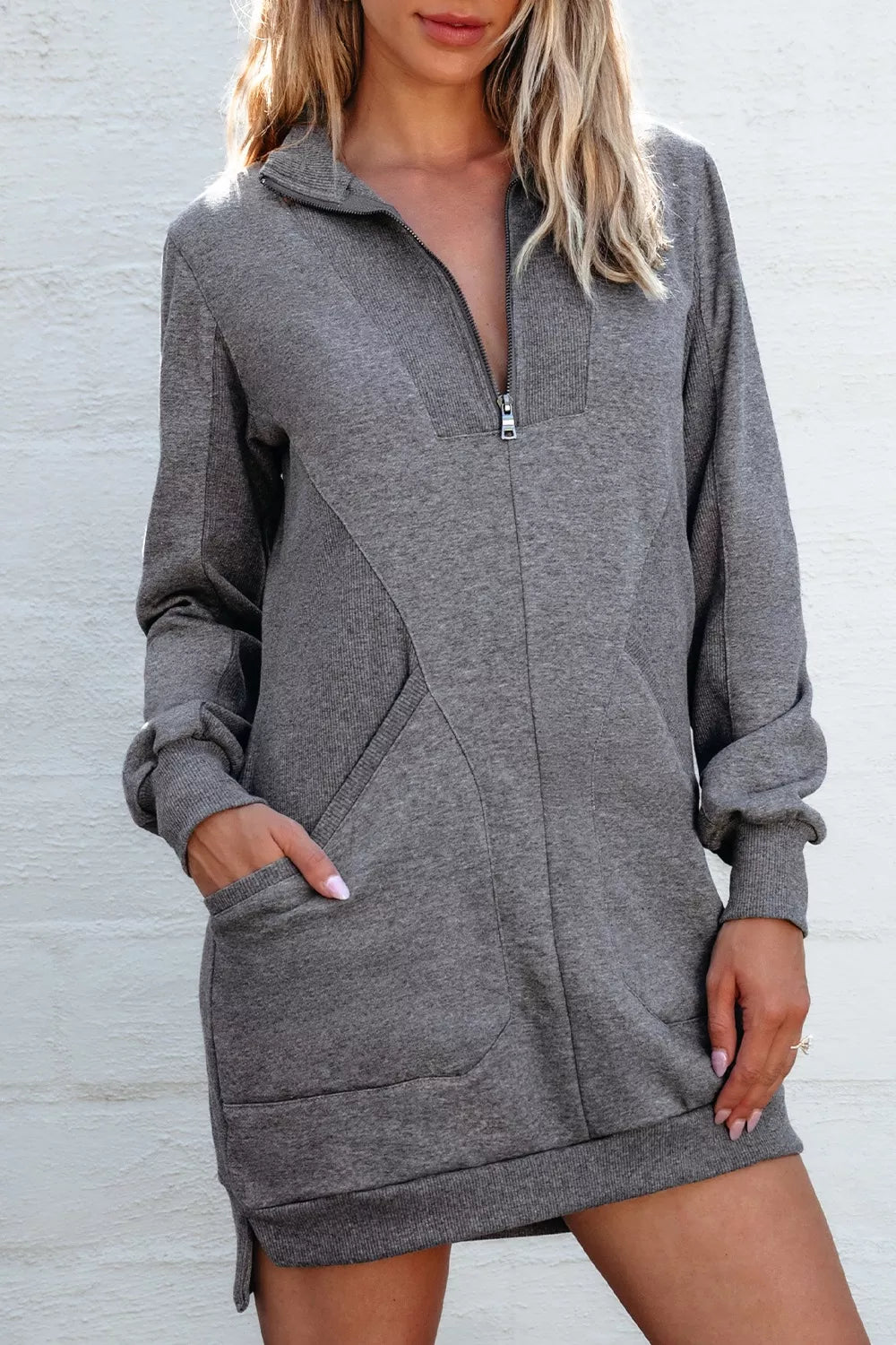 Long Sleeve Zipper Hoodie Dress Zip Front Long Sleeve Sweatshirt Dress Dark Gray S By Blue Zone Planet Long Sleeve Zipper Hoodie Dress Zip Front Long Sleeve Sweatshirt Dress Dark Gray S By Blue Zone Planet