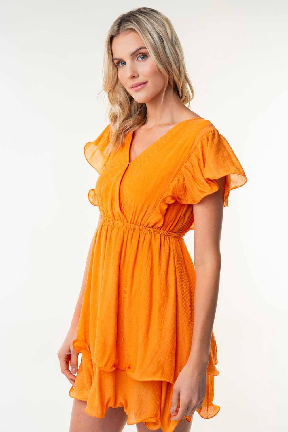 Blue Zone Planet | White Birch Full Size Short Sleeve Woven Layered Dress BLUE ZONE PLANET