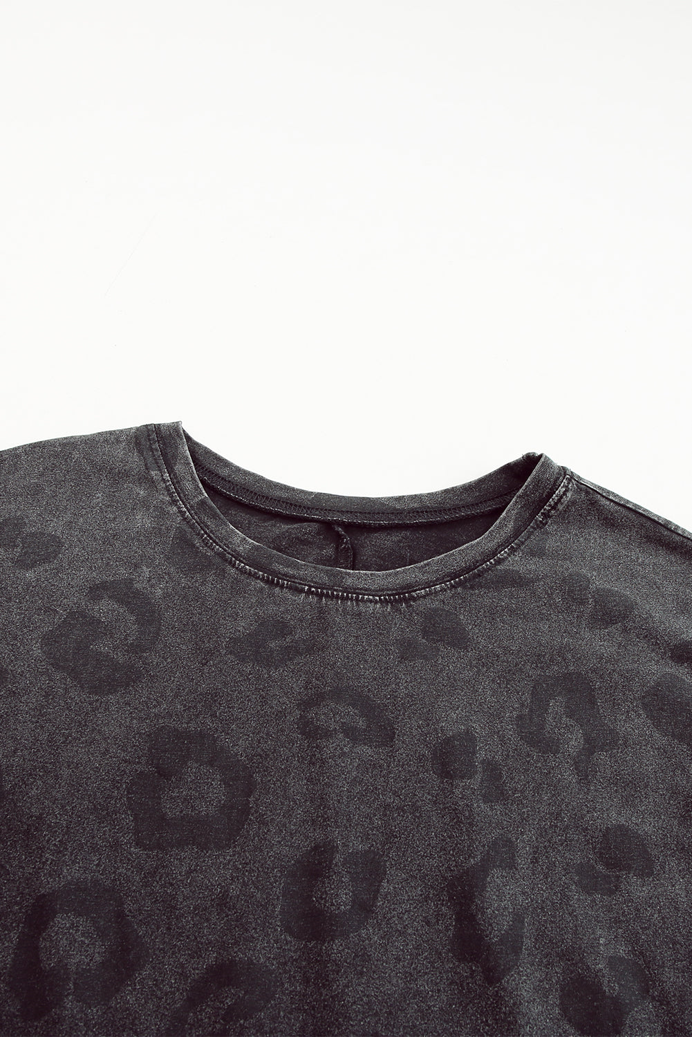 Blue Zone Planet | Gray Vintage Washed Leopard T-Shirt Dress with Pockets Blue Zone Planet