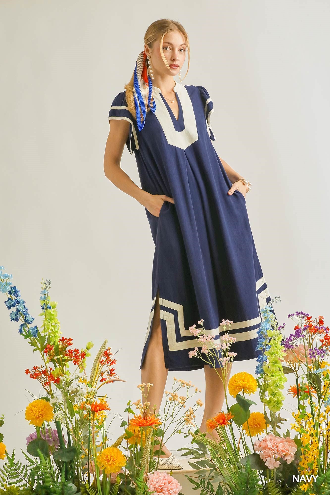 umgee midi dress Umgee Linen Cotton Contrast Neckline Midi Dress umgee midi dress Umgee Linen Cotton Contrast Neckline Midi Dress