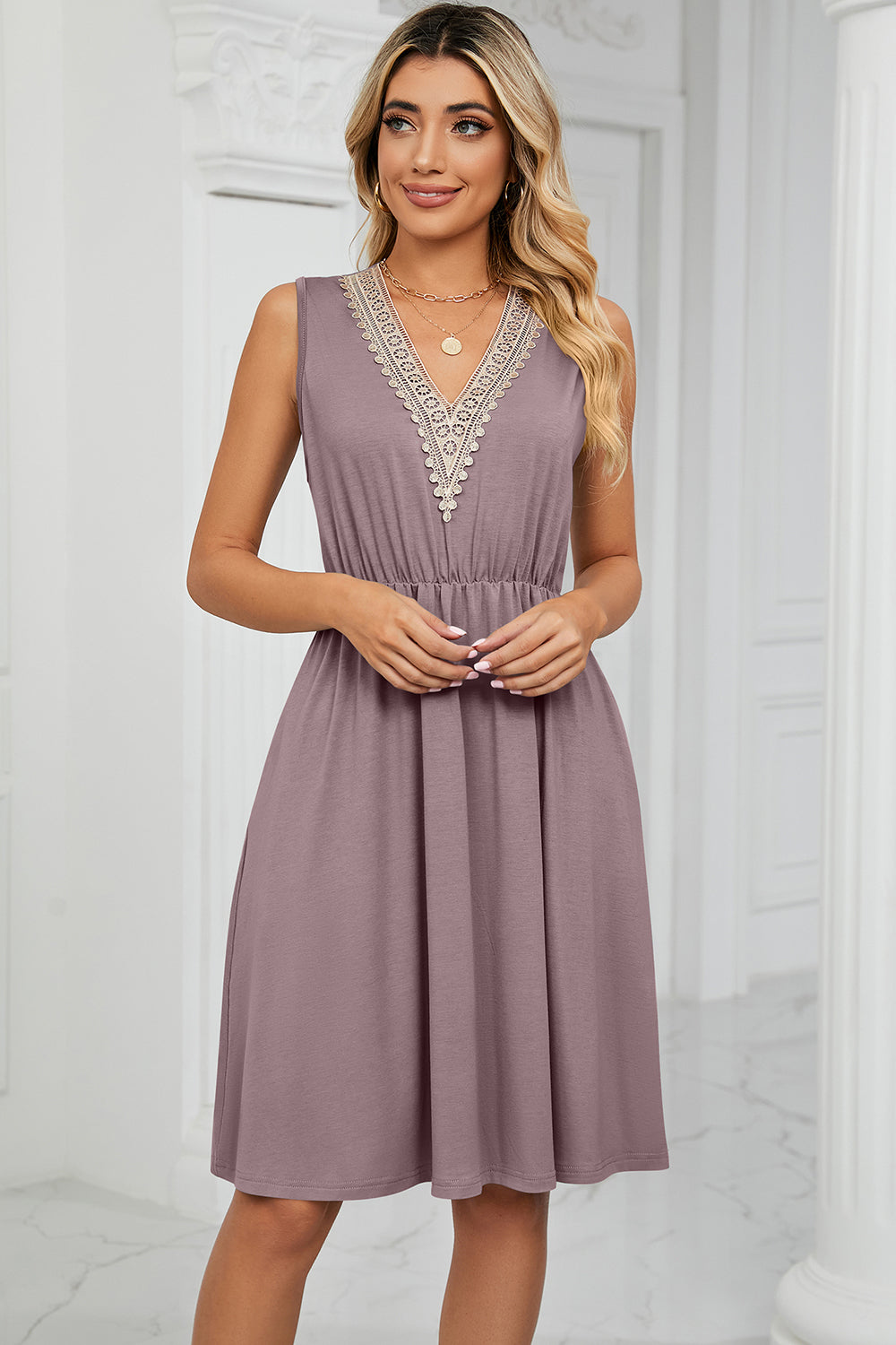 Blue Zone Planet | Pocketed V-Neck Wide Strap Dress BLUE ZONE PLANET