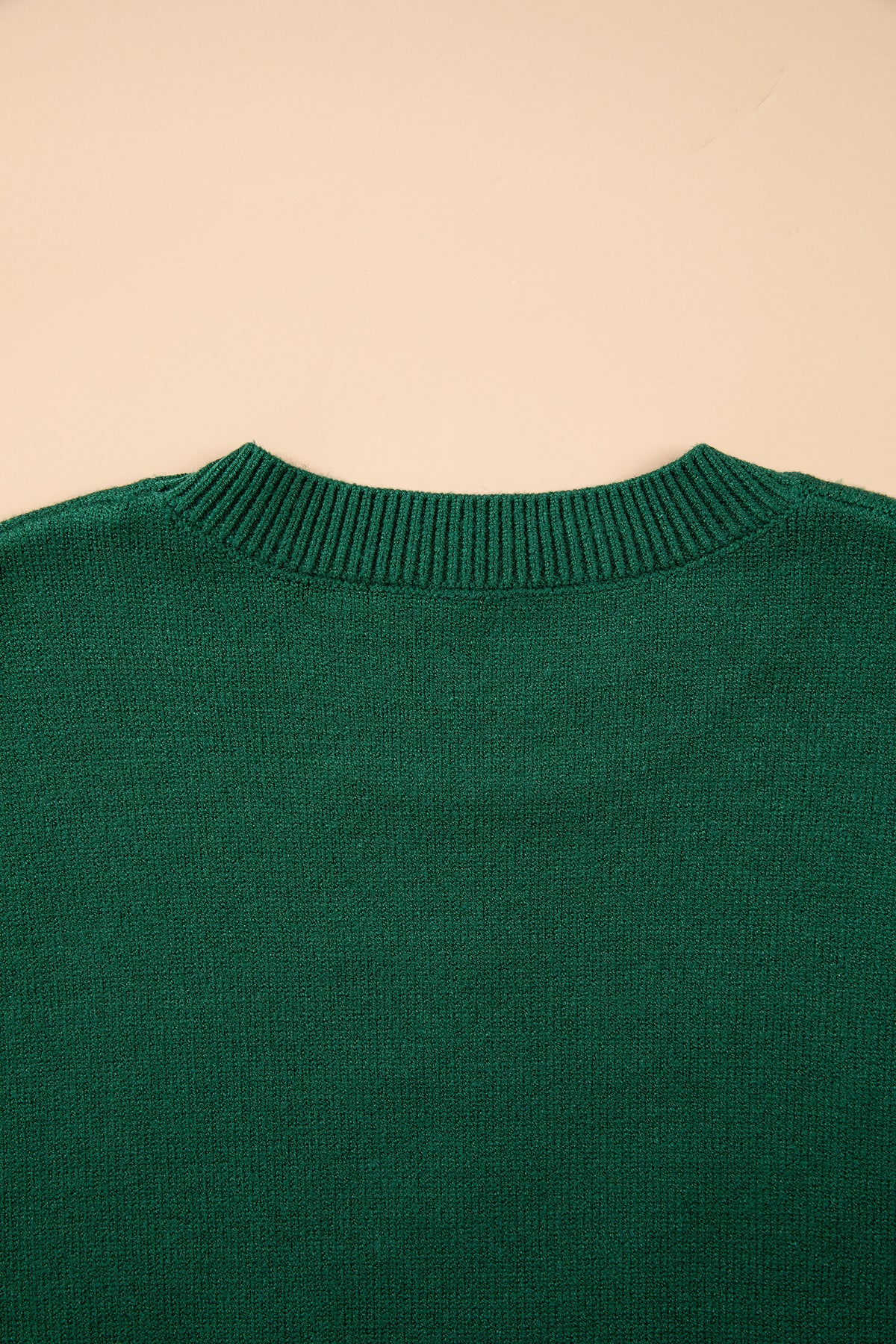 Blackish Green Abstract Dog Embroidery Christmas Fashion Round Neck Sweater