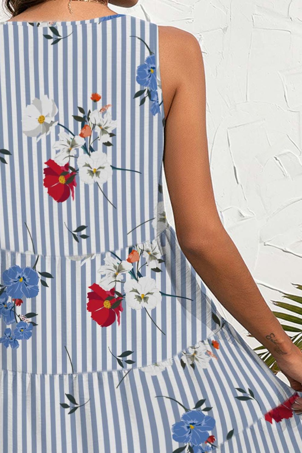 Nova's Floral Printed V-Neck Sleeveless Mini Dress BLUE ZONE PLANET